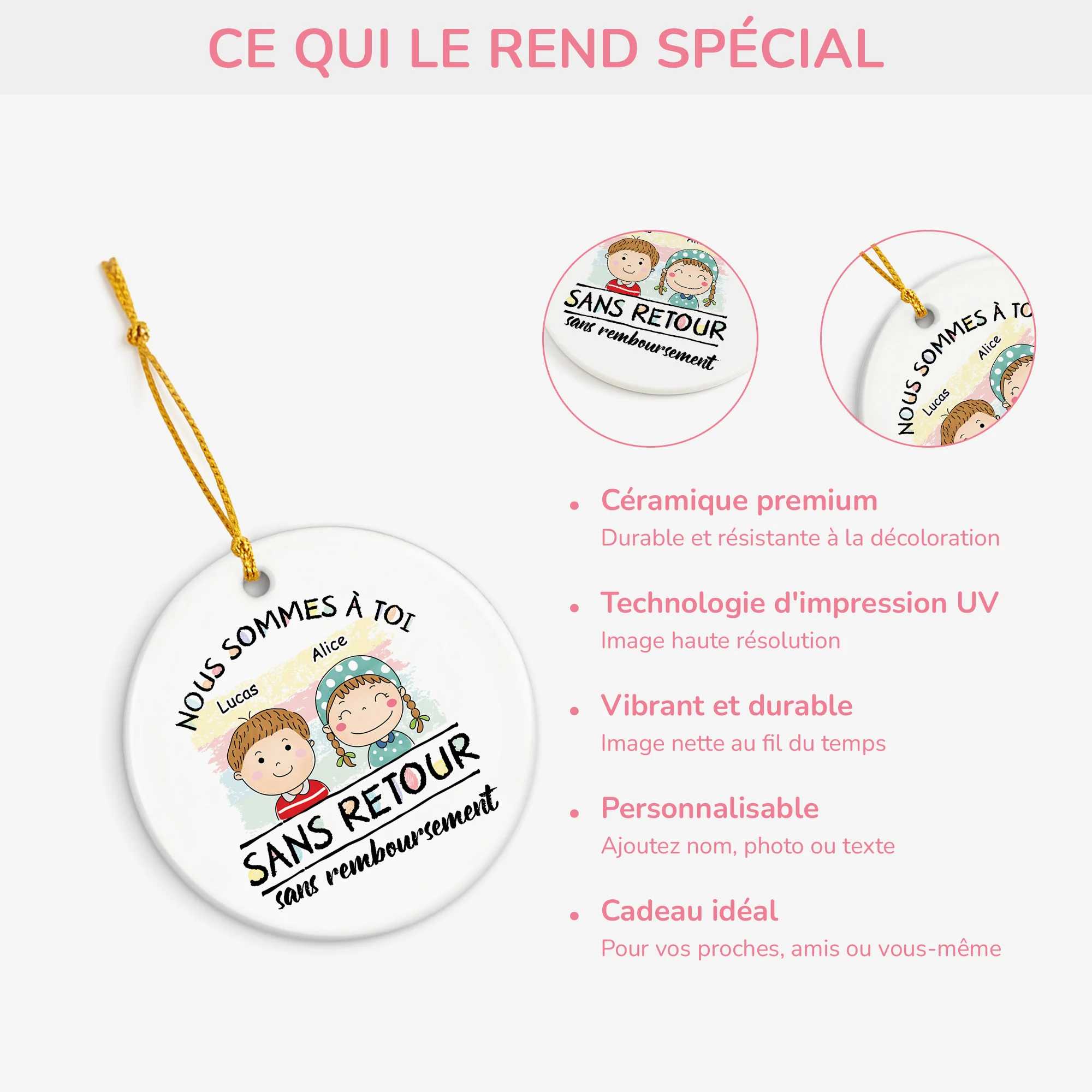 Ornement Céramique Personnalisé Pour Papa Maman - Nous Sommes À Toi - Image 4