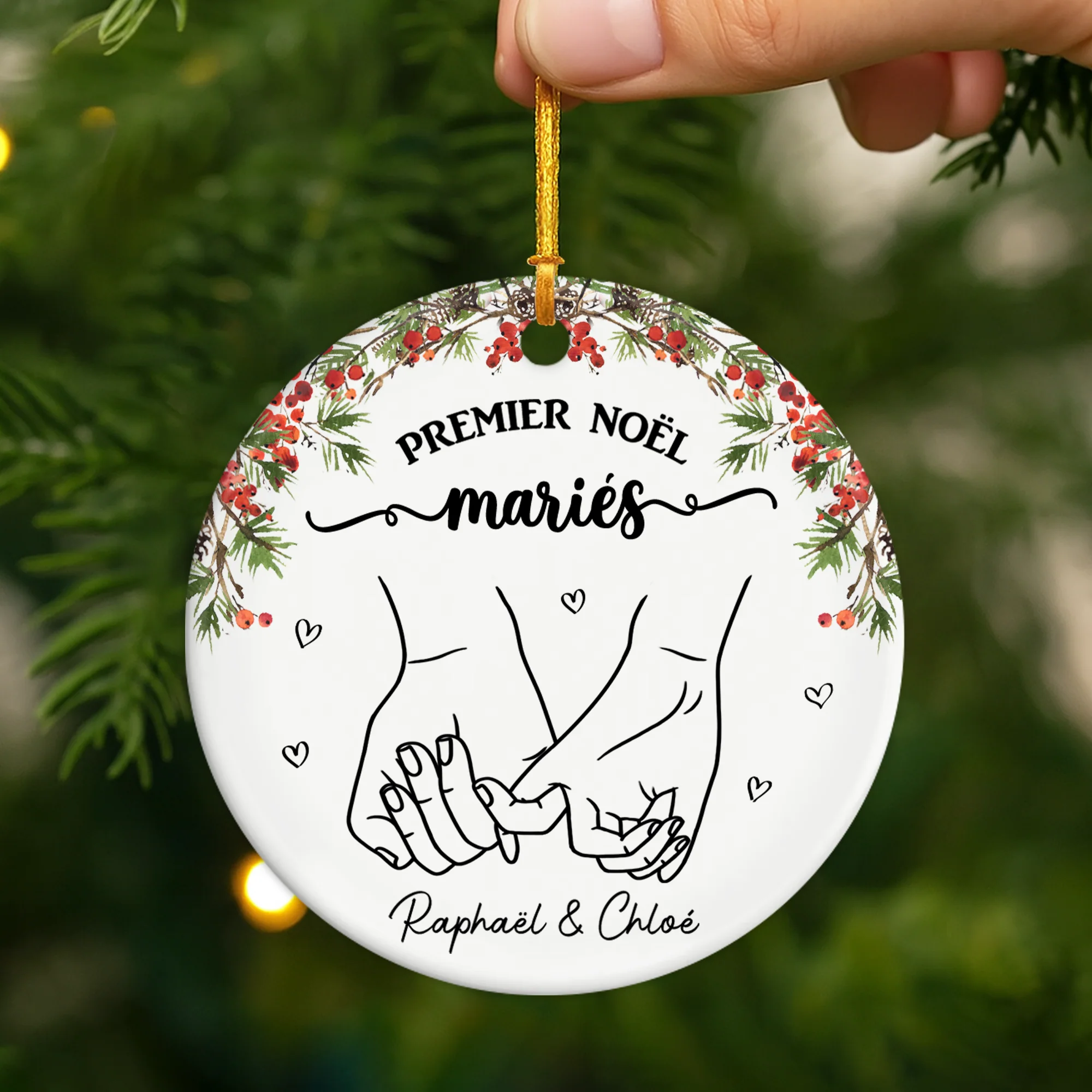 Ornement Céramique Personnalisé - Premier Noël En Tant Que Mari Et Femme - Image 2