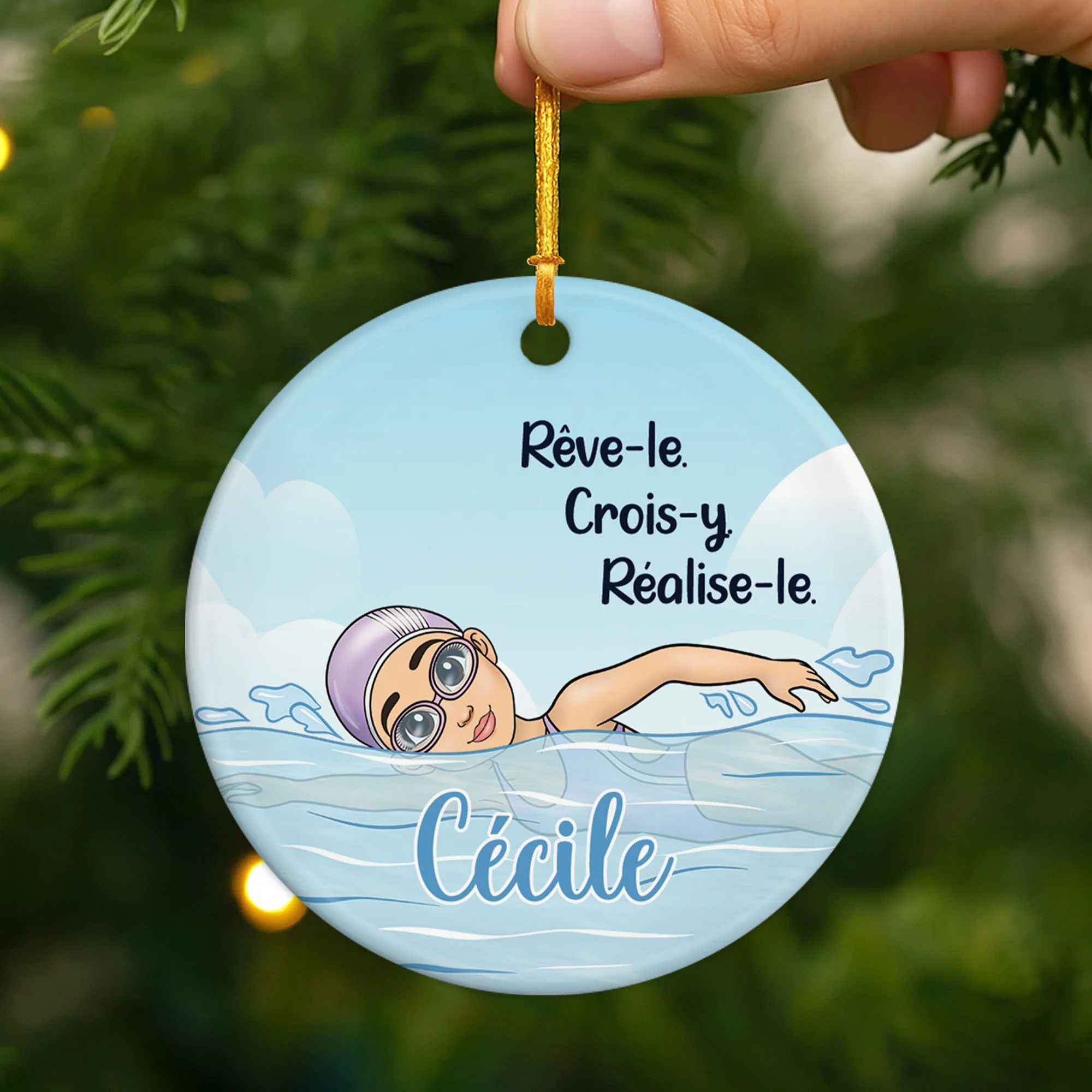 Ornement Céramique Personnalisé Sport Pour Femme - Rêver De Nager - Image 2