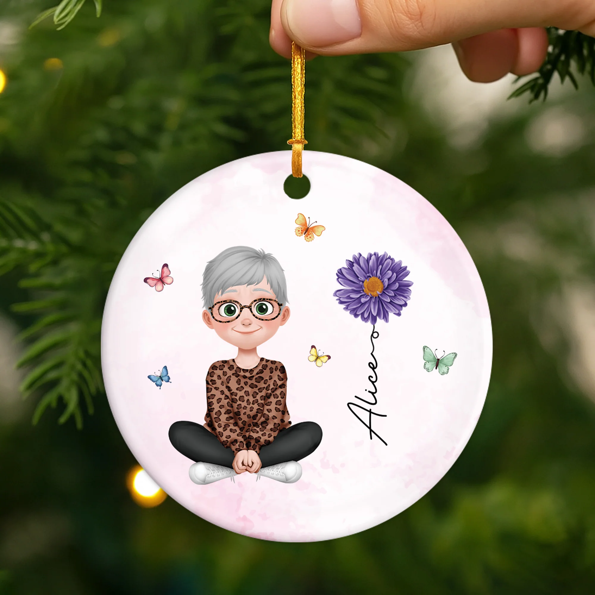 Ornement Céramique Pour Femme Avec Fleur Personnalisé - Image 2