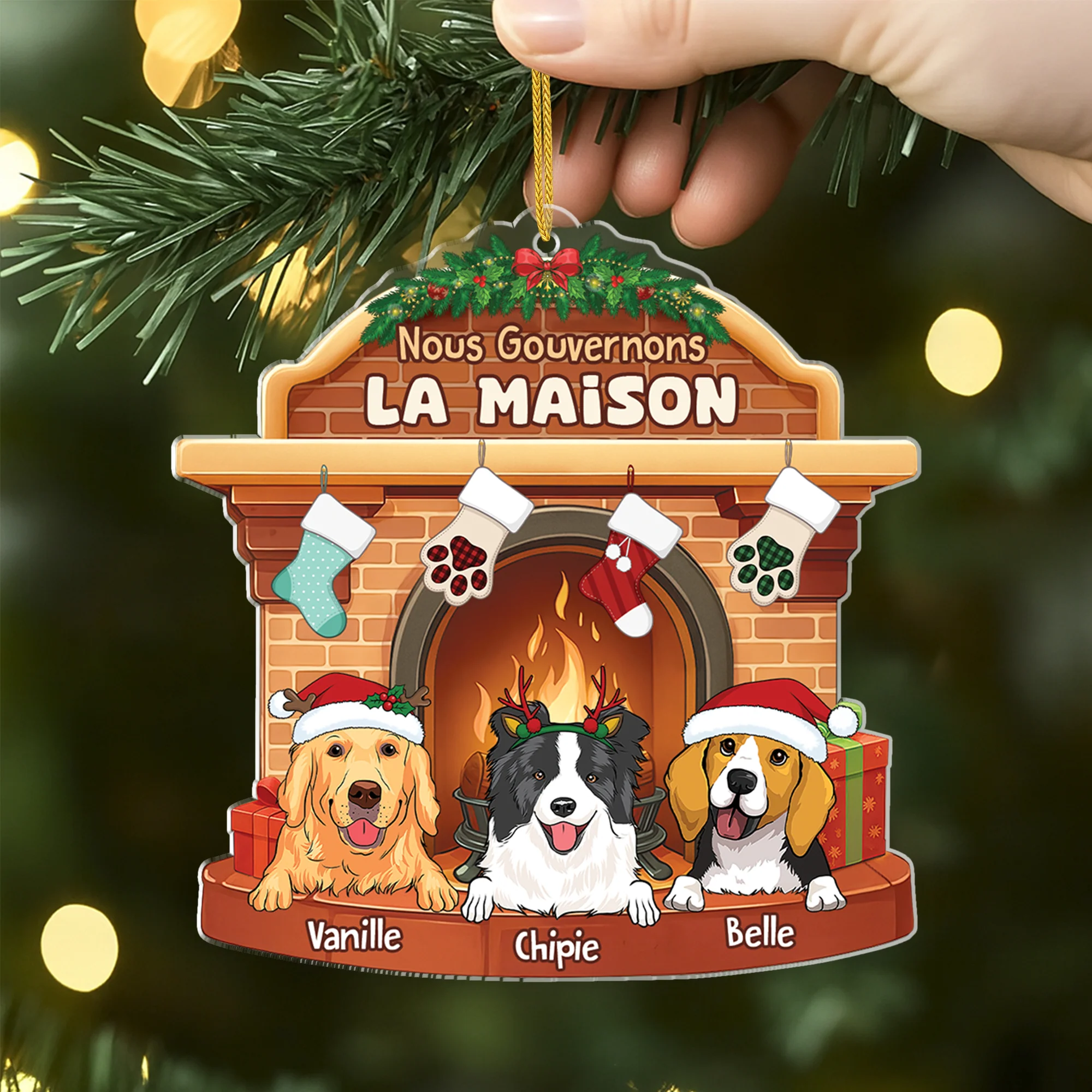 Ornement de Noël Personnalisé Chat Acrylique - Nous Gouvernons la Maison - Image 2