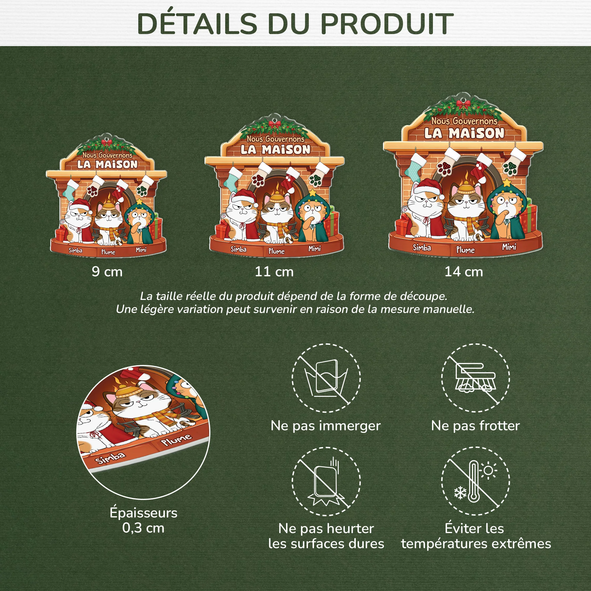 Ornement de Noël Personnalisé Chat Acrylique - Nous Gouvernons la Maison - Image 3