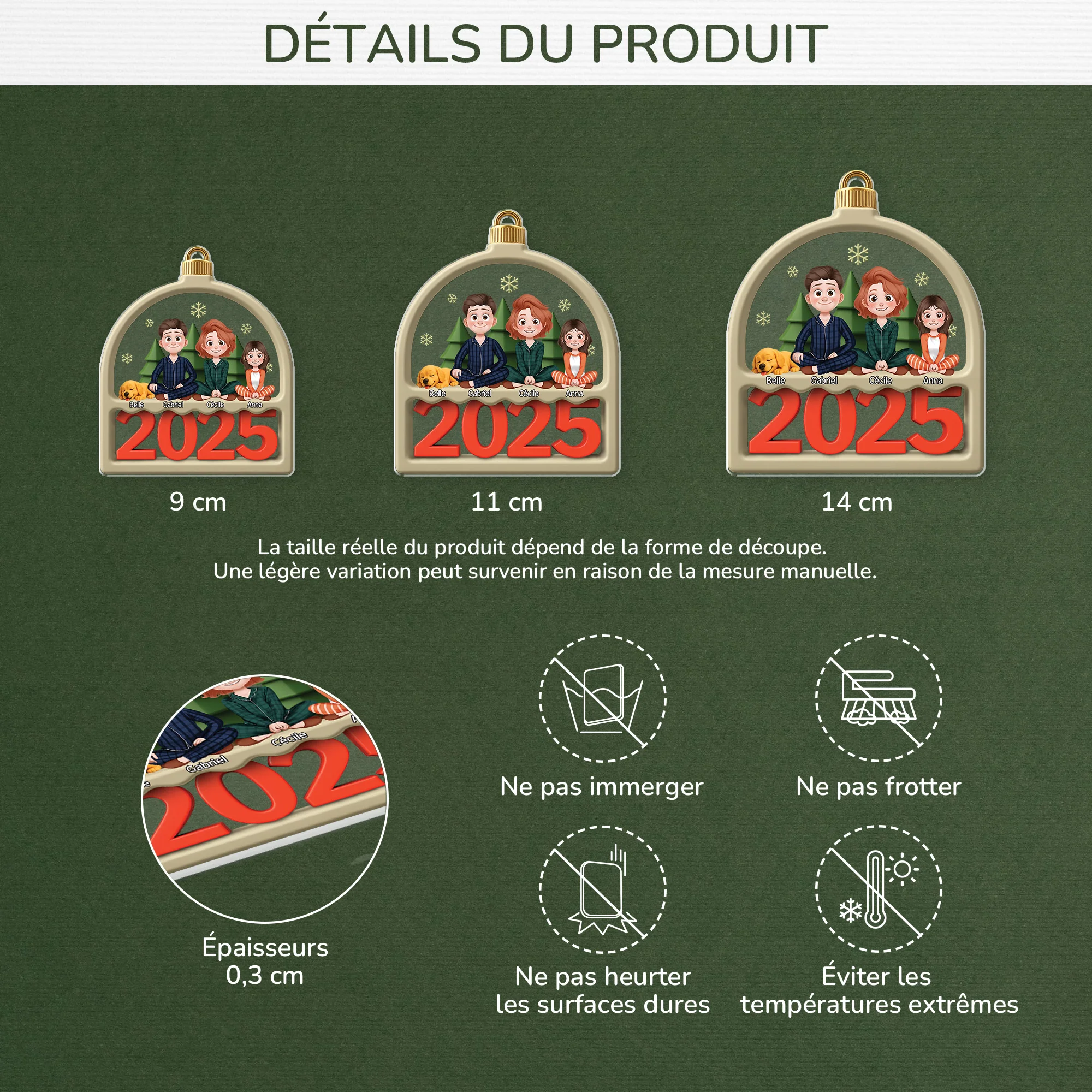 Ornement De Noël Acrylique Personnalisé - Famille Avec Chien Ou Chat - Image 3