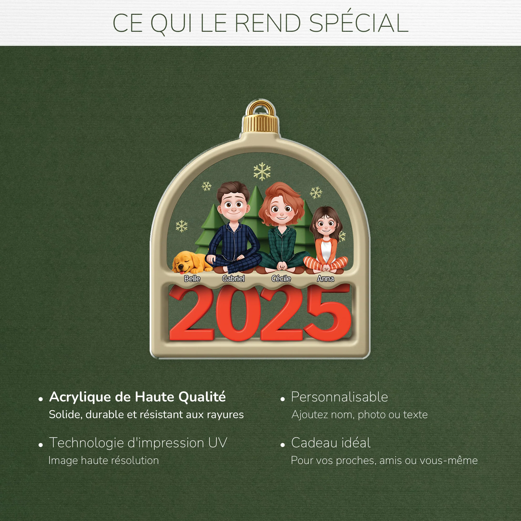Ornement De Noël Acrylique Personnalisé - Famille Avec Chien Ou Chat - Image 4