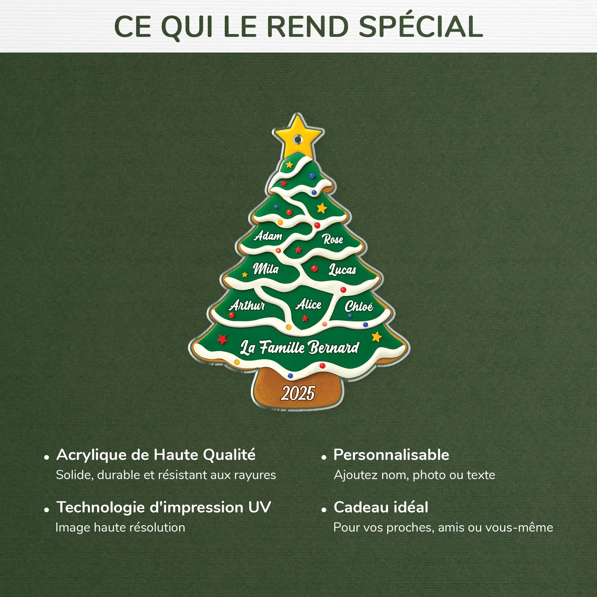 Ornement De Noël Acrylique Personnalisé - Sapin De Famille - Image 4