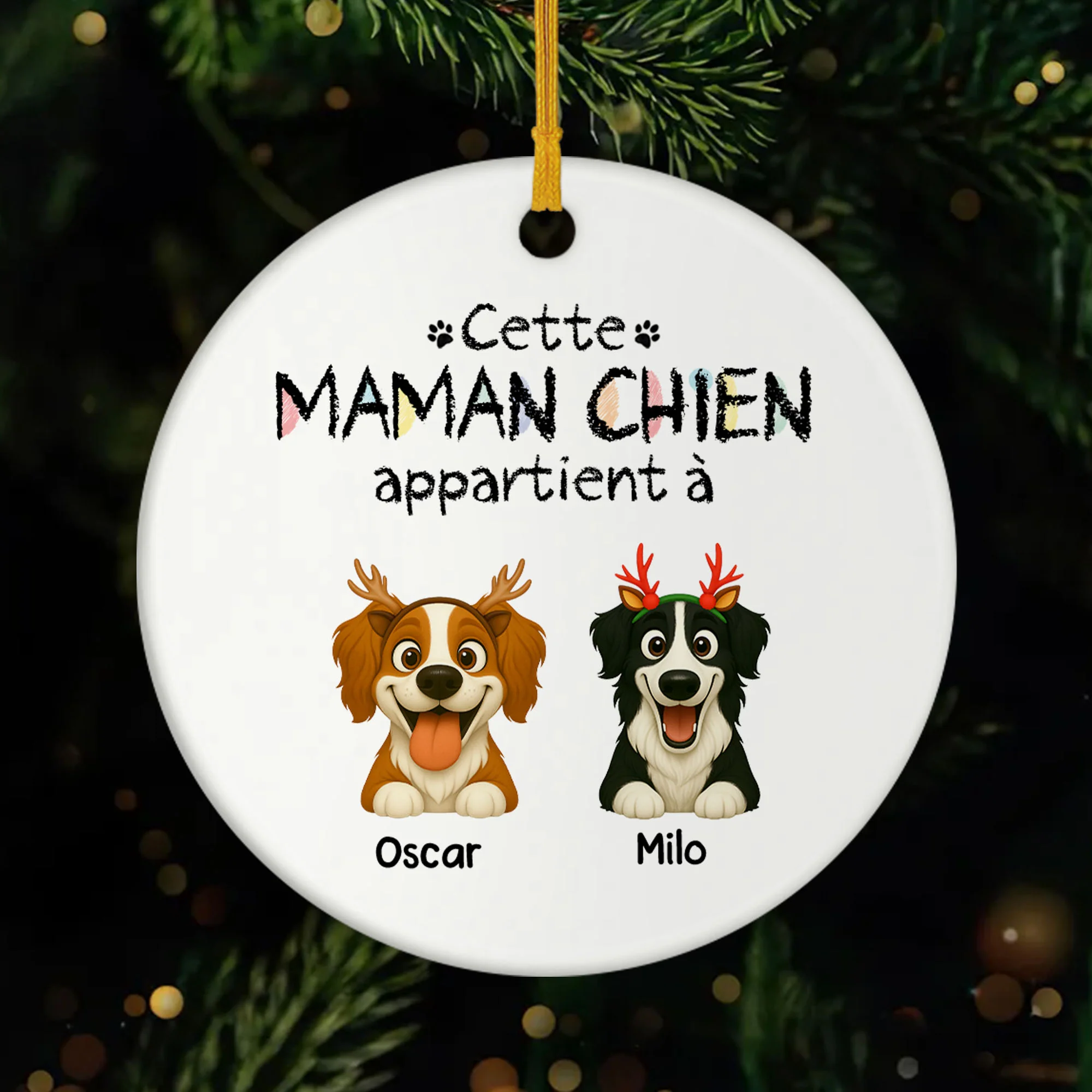 Ornement De Noël Céramique Personnalisé - Cette Maman Chien Appartient À