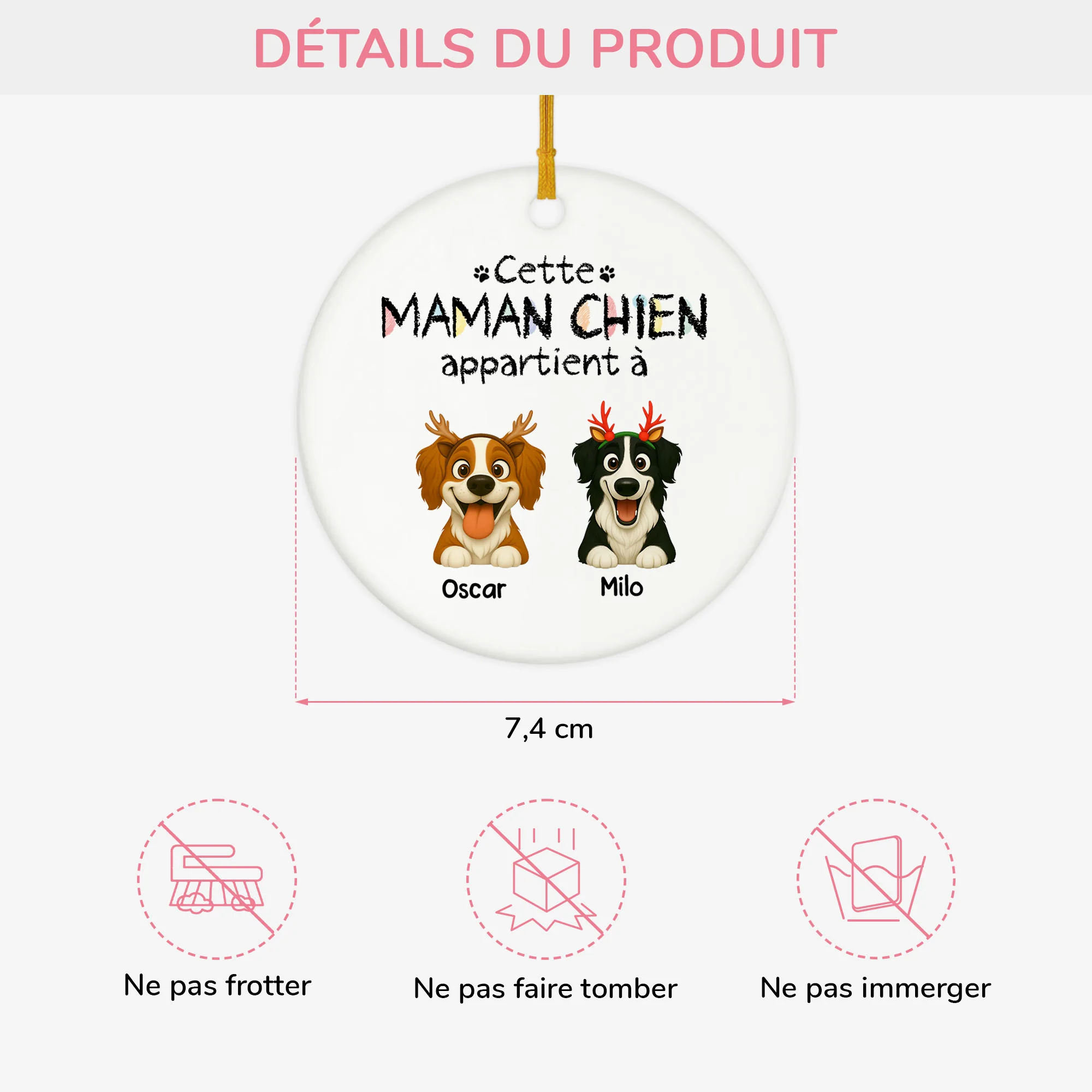 Ornement De Noël Céramique Personnalisé - Cette Maman Chien Appartient À - Image 3