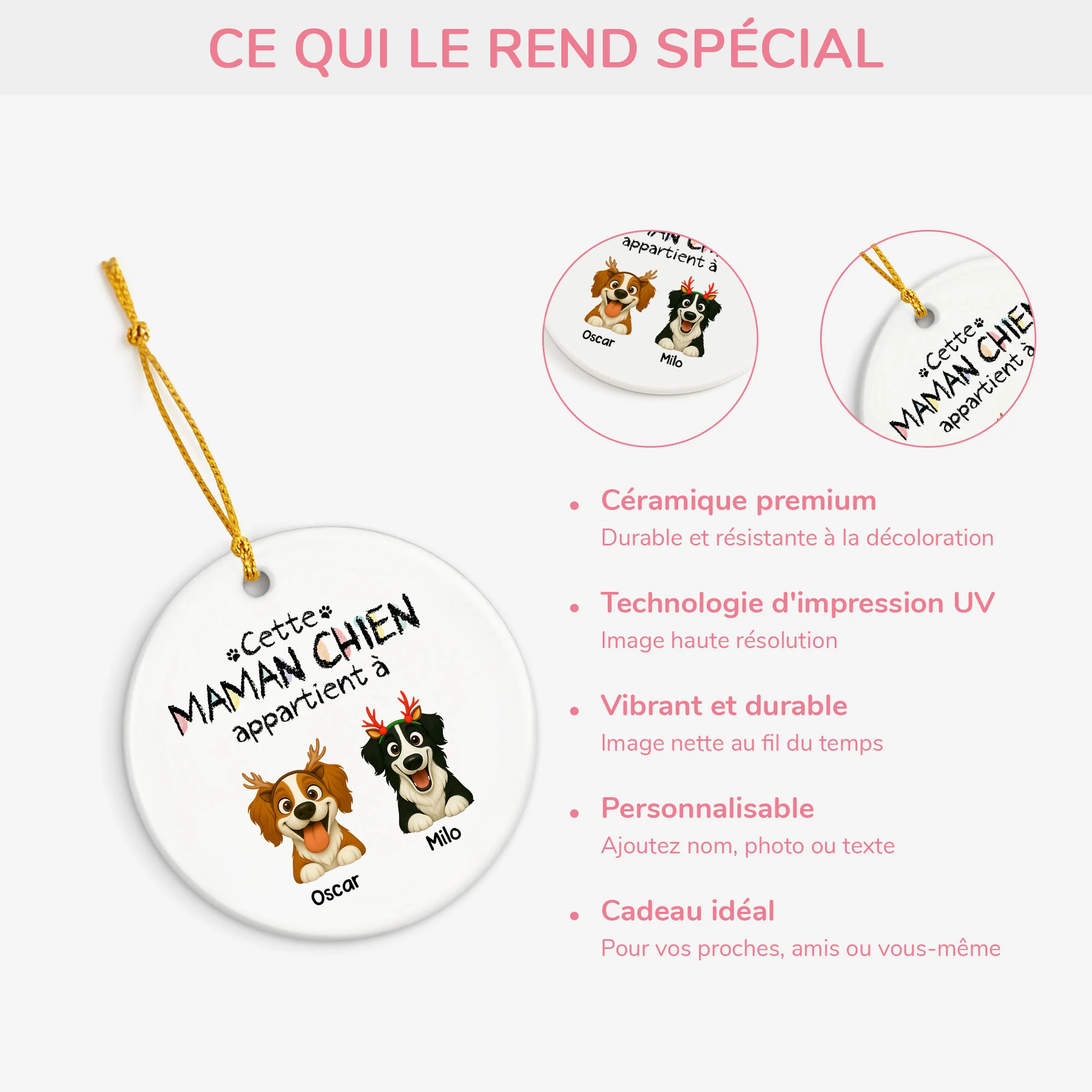 Ornement De Noël Céramique Personnalisé - Cette Maman Chien Appartient À - Image 4
