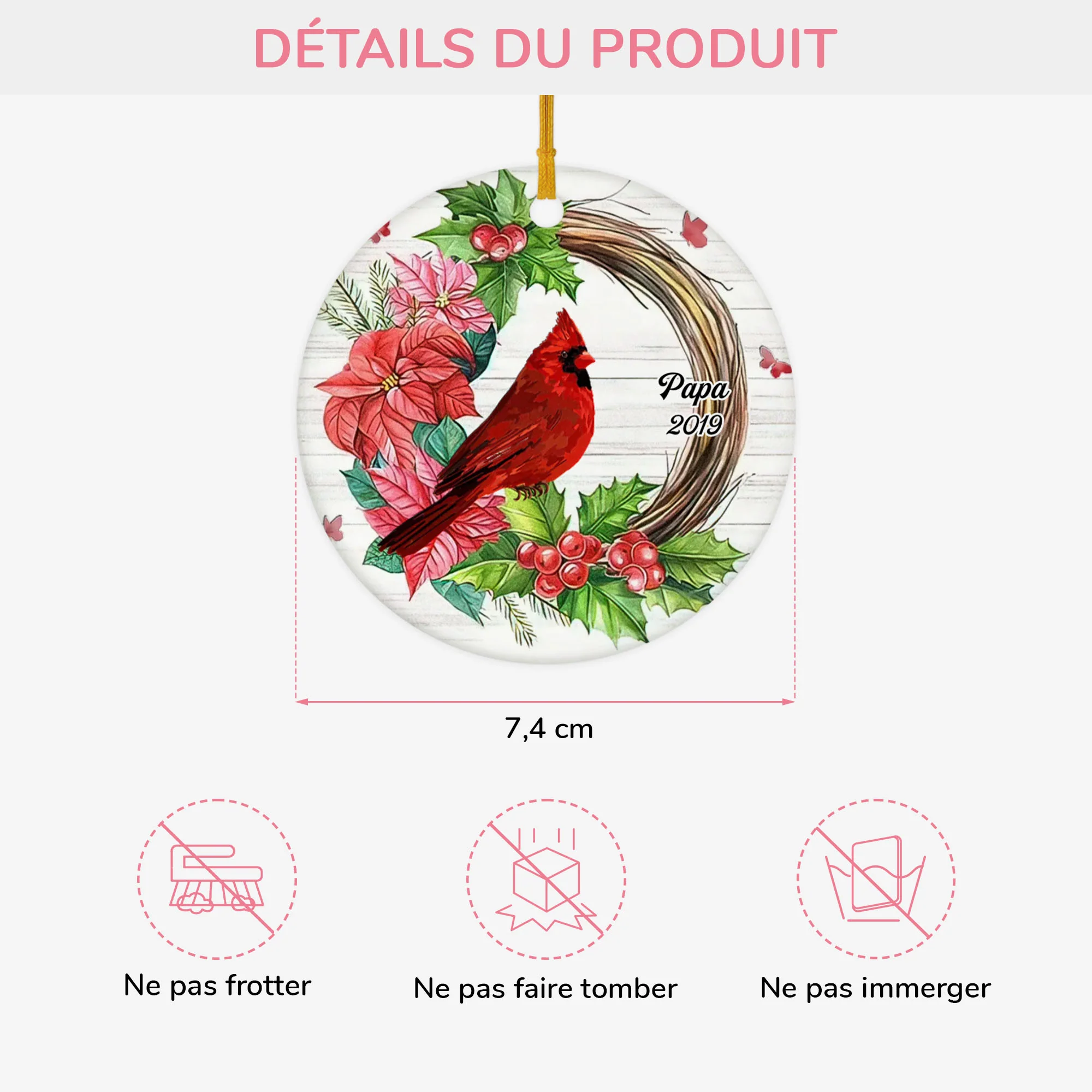 Ornement Ornement de Noël commémoratif Couronne Personnalisé - Image 3