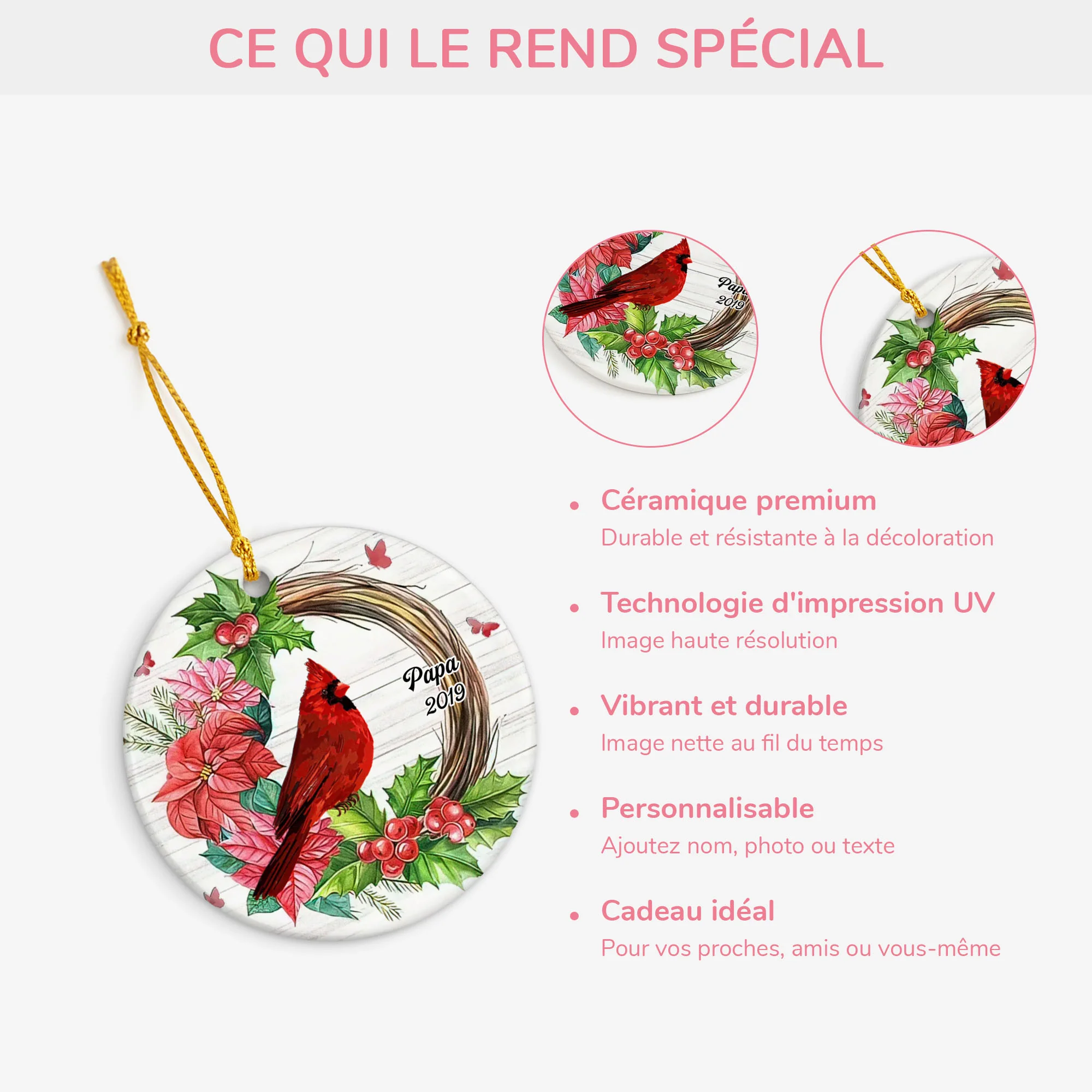 Ornement Ornement de Noël commémoratif Couronne Personnalisé - Image 4
