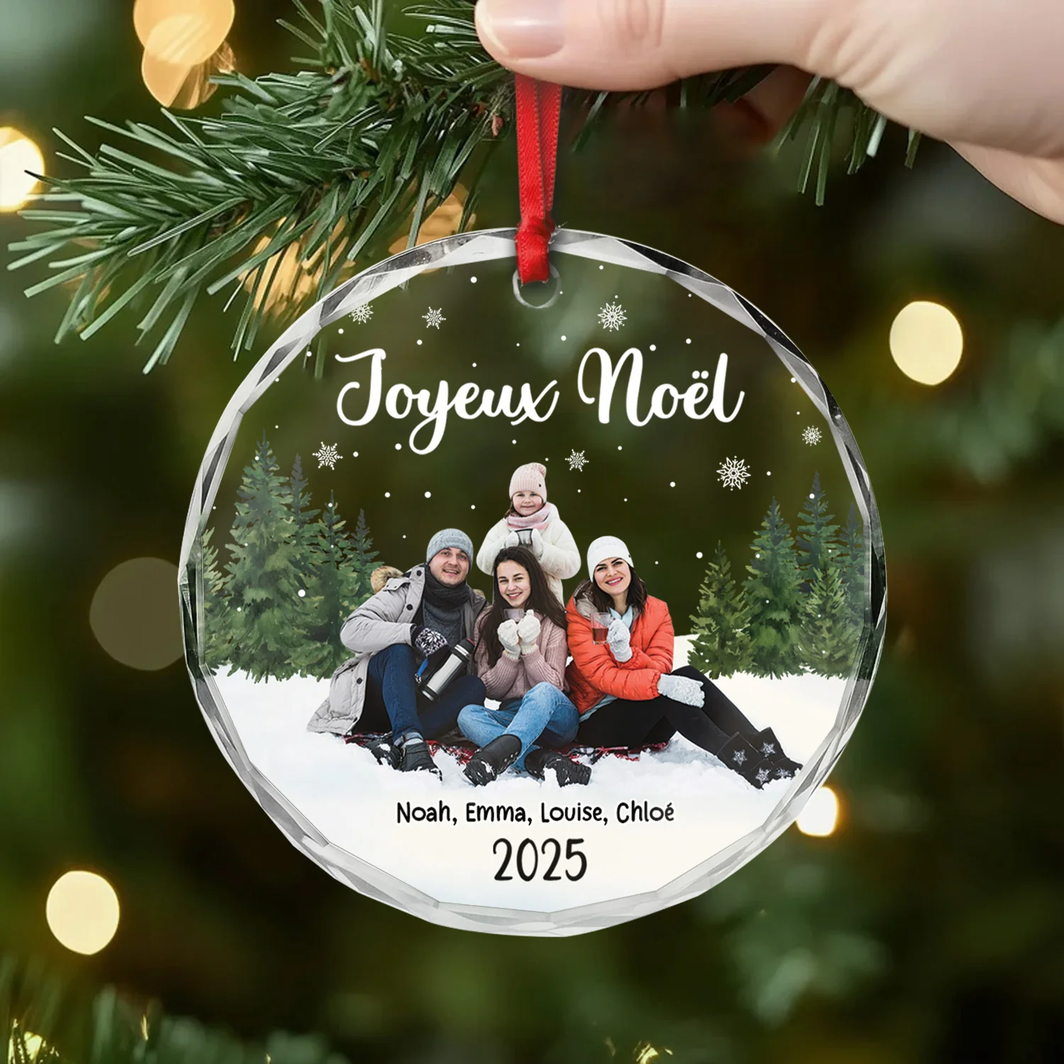 Ornement De Noël En Verre Personnalisé - Famille Pour Toujours Avec Photo - Image 2