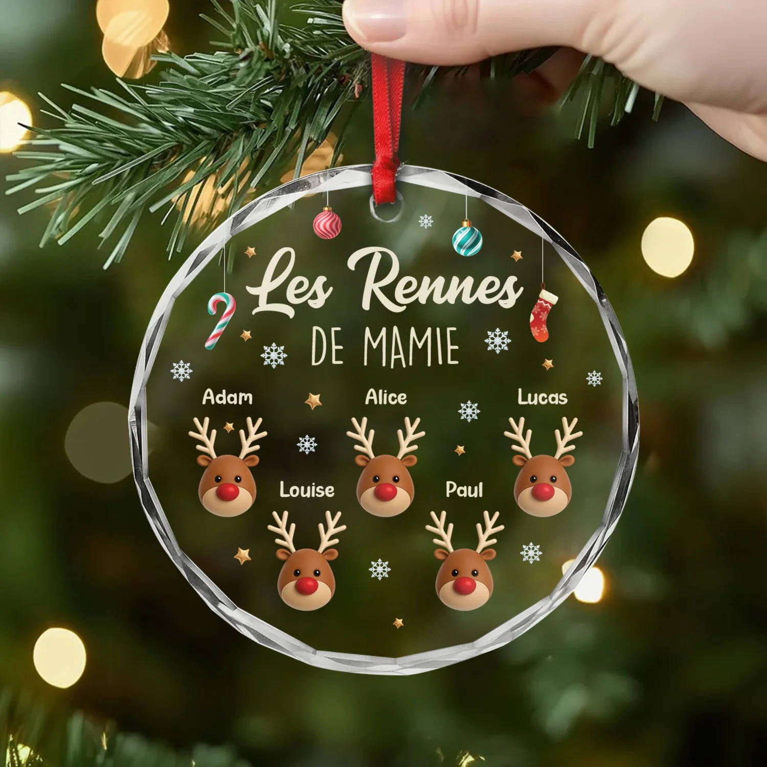 Ornement De Noël En Verre Personnalisé - Les Rennes De Papy Mamie - Image 2