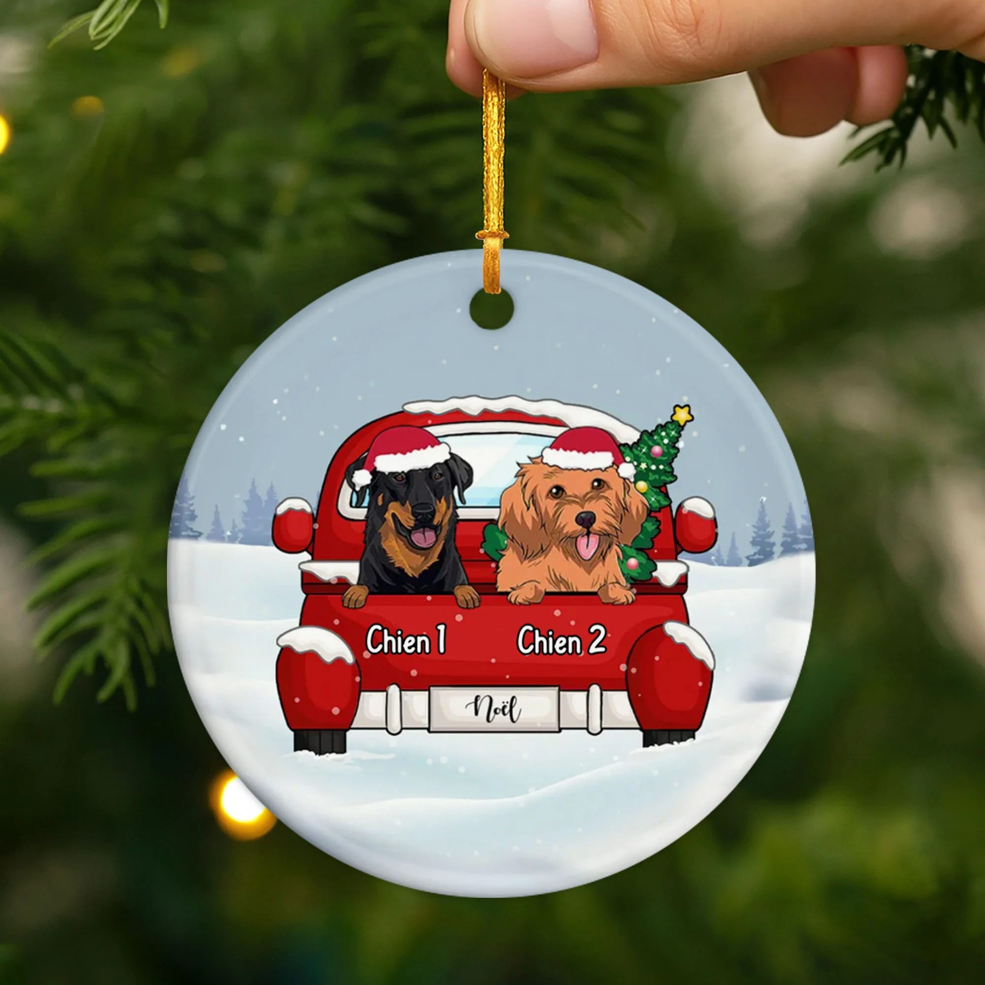 Ornement de Noël Chiens en Voiture Personnalisé - Image 2