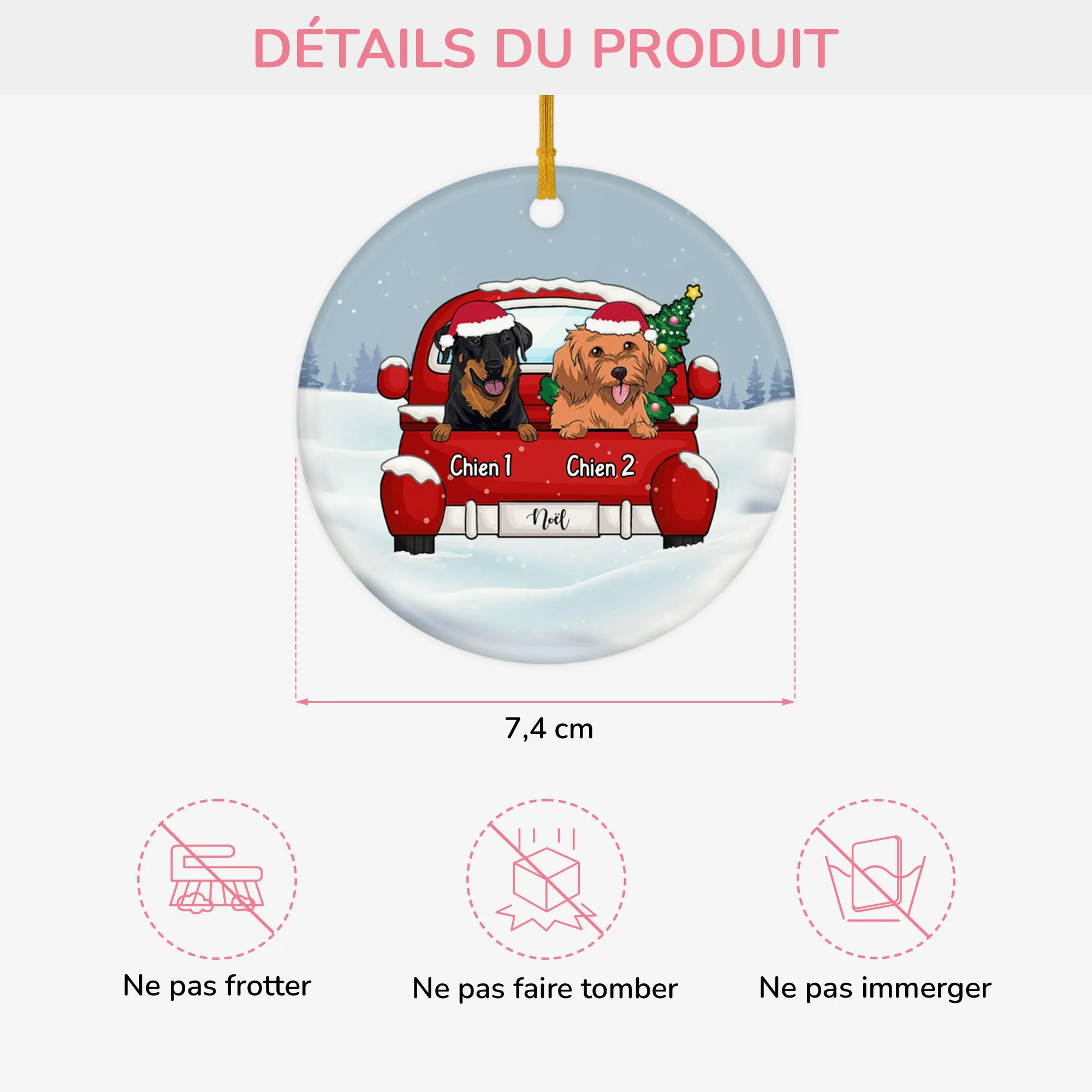 Ornement de Noël Chiens en Voiture Personnalisé - Image 3