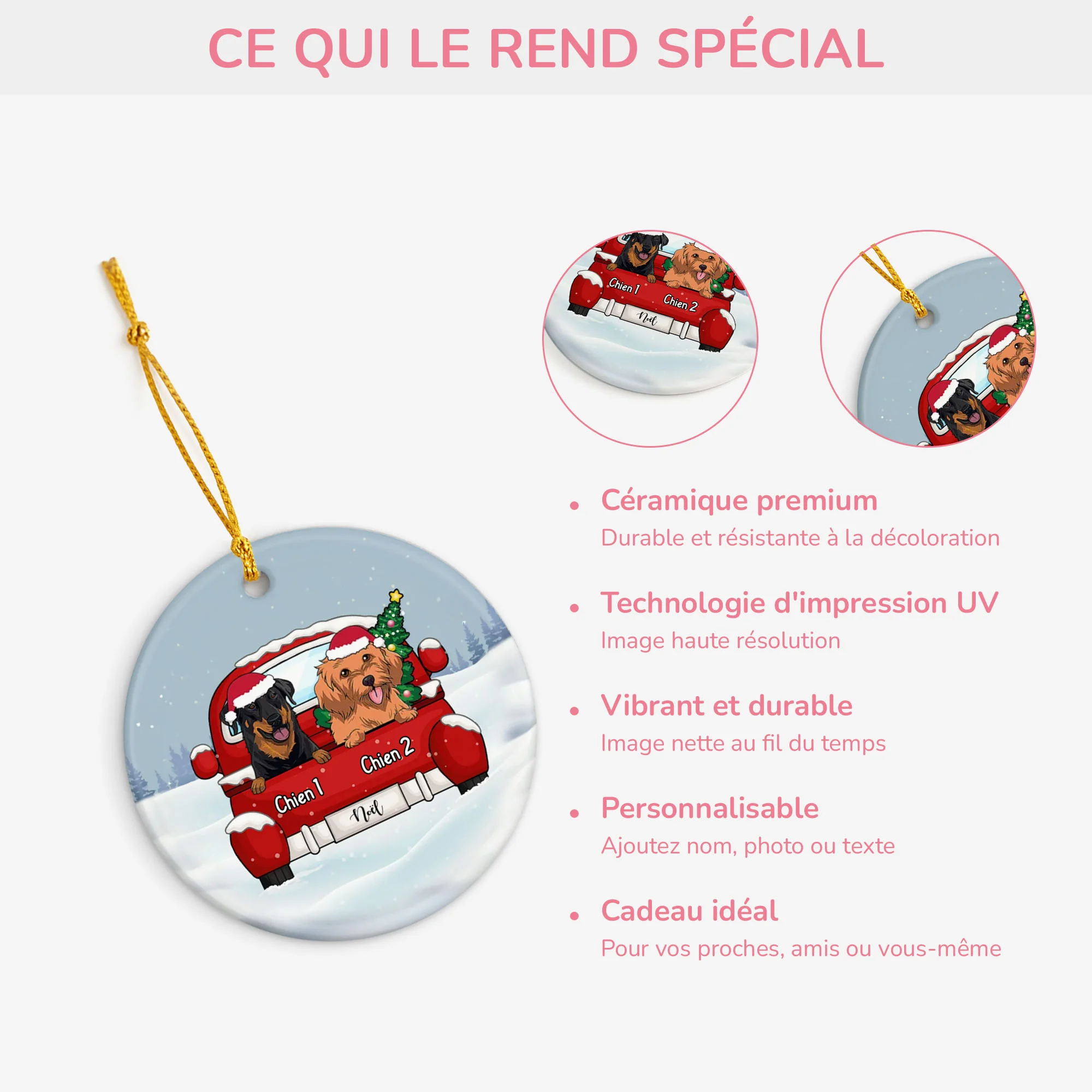 Ornement de Noël Chiens en Voiture Personnalisé - Image 4