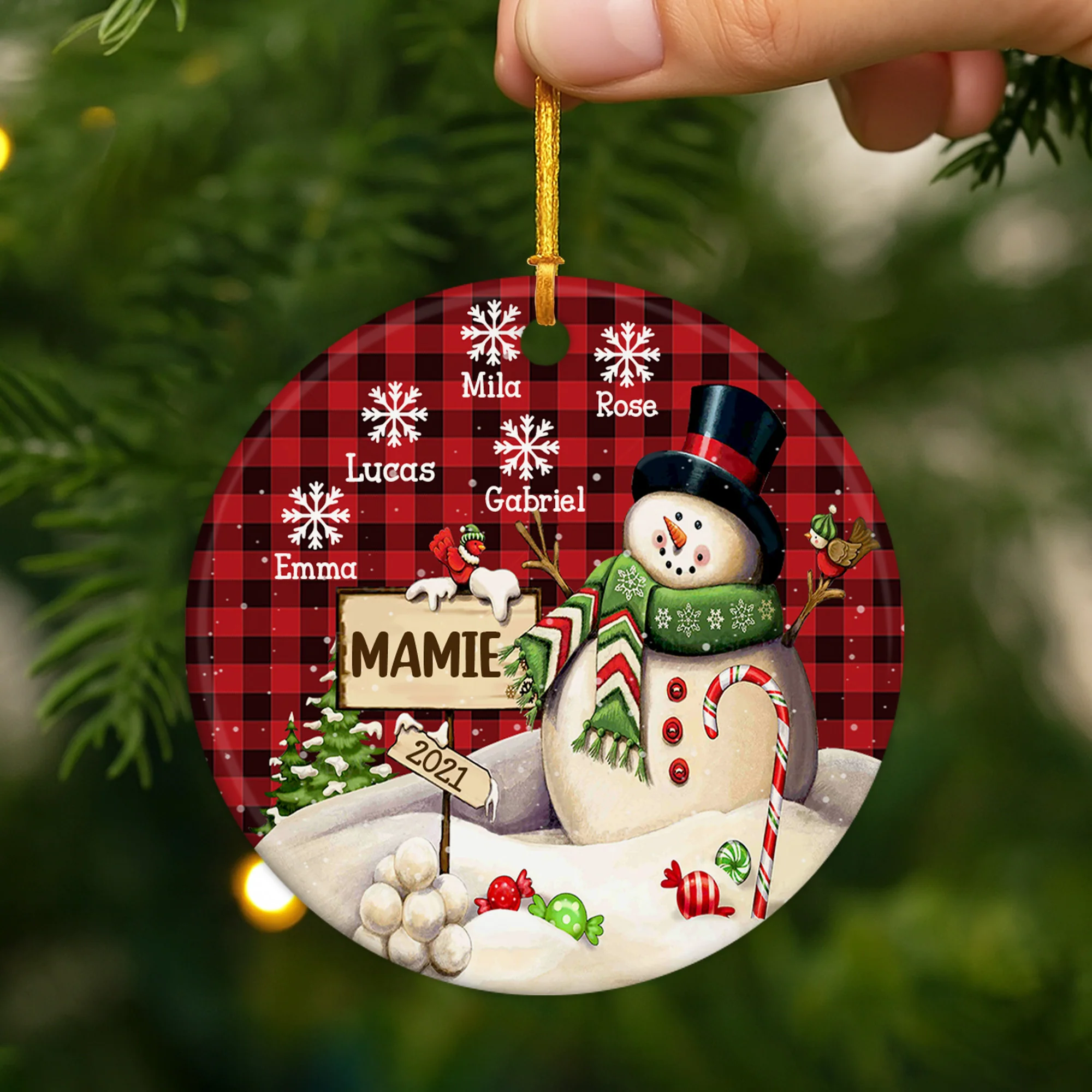 Ornement de Noël Maman Mamie Bonhomme de Neige Personnalisé - Image 2