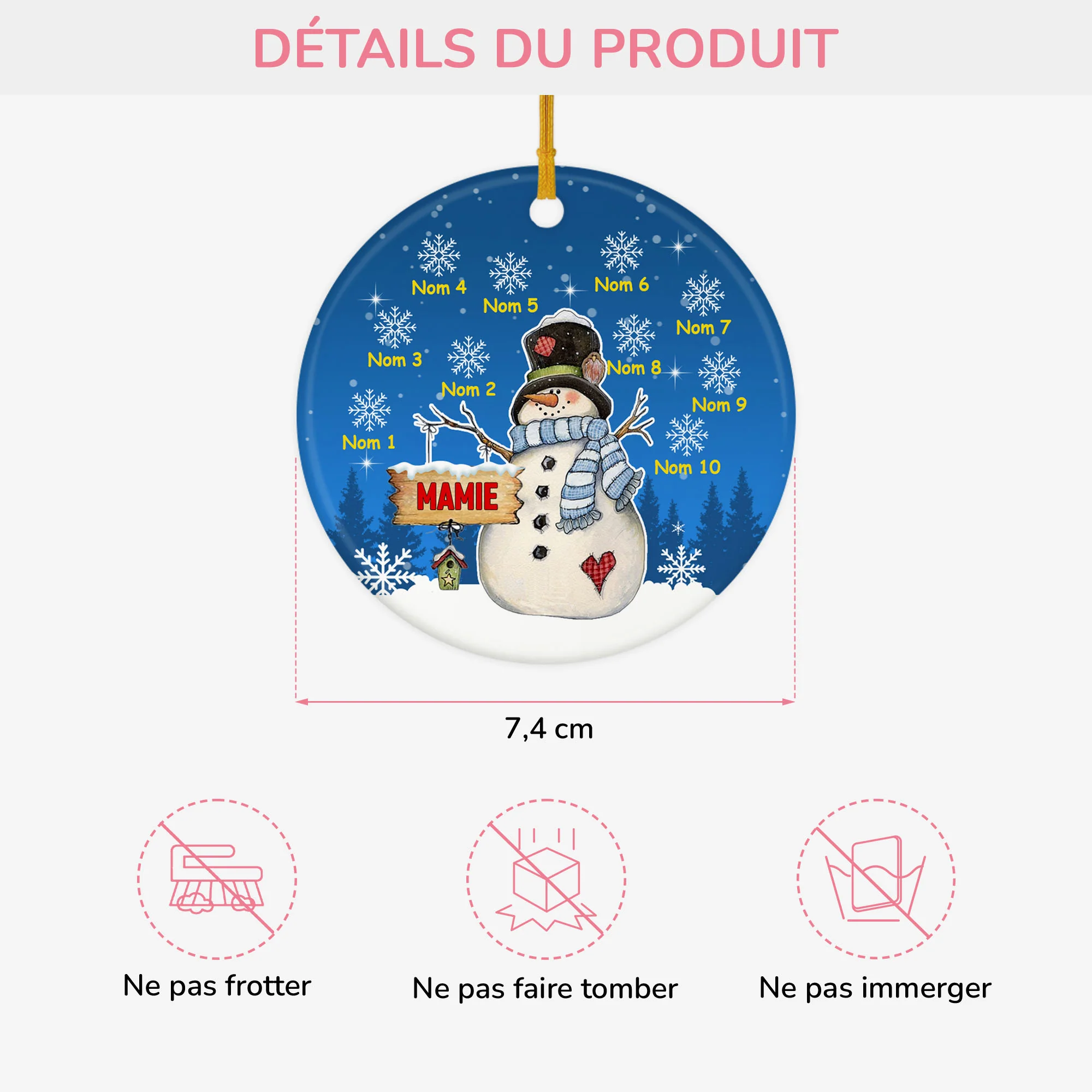 Ornement de Noël Maman Mamie Personnalisé - Image 3