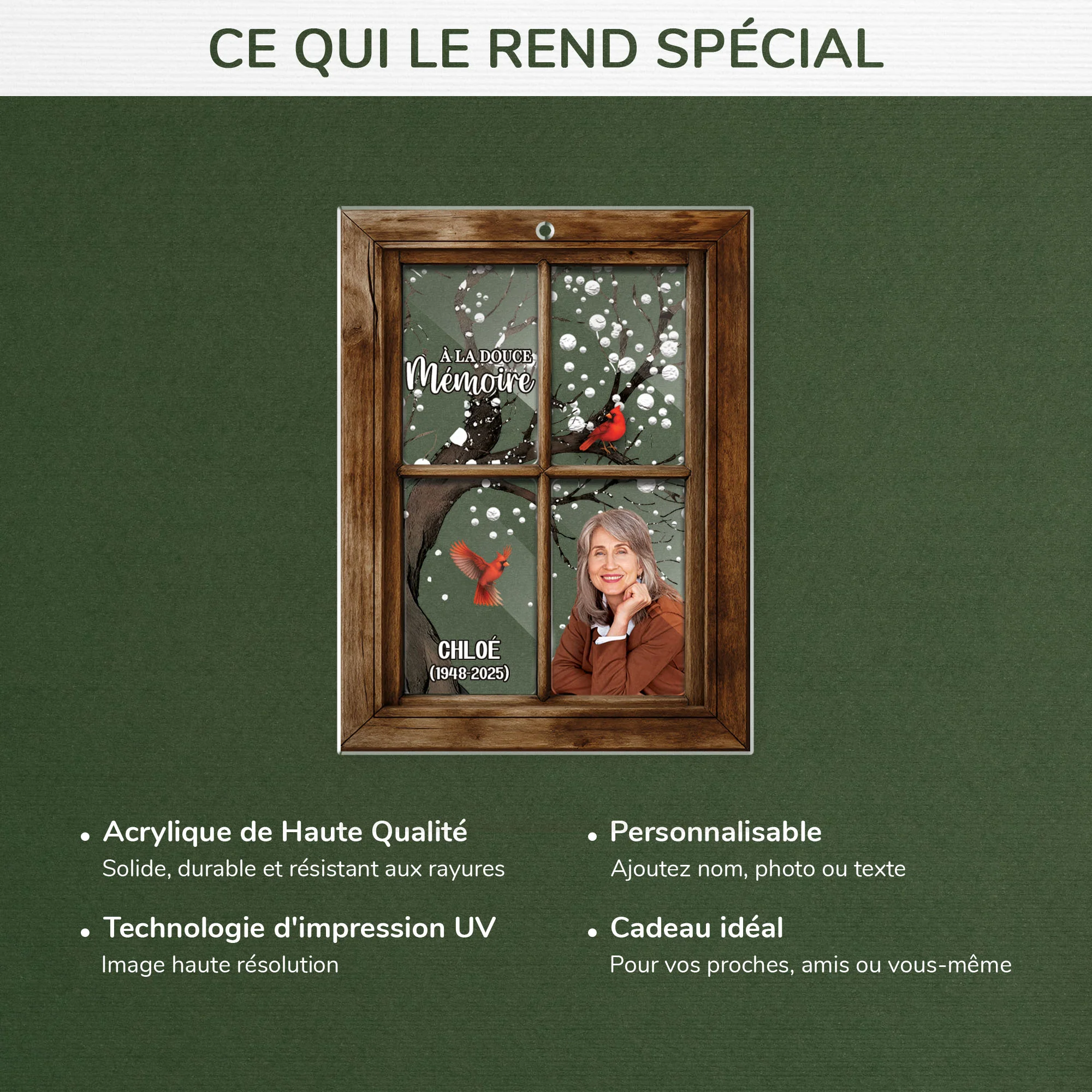 Ornement En Acrylique Commémoratif Personnalisé Pour Femme Photo - À La Douce Mémoire - Image 4