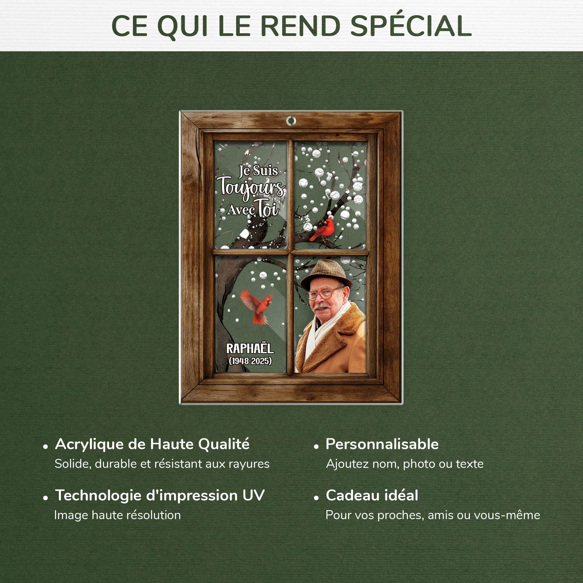 Ornement Noël Personnalisé Acrylique Commémoratif Photo- Je Suis Toujours avec Toi - Image 4
