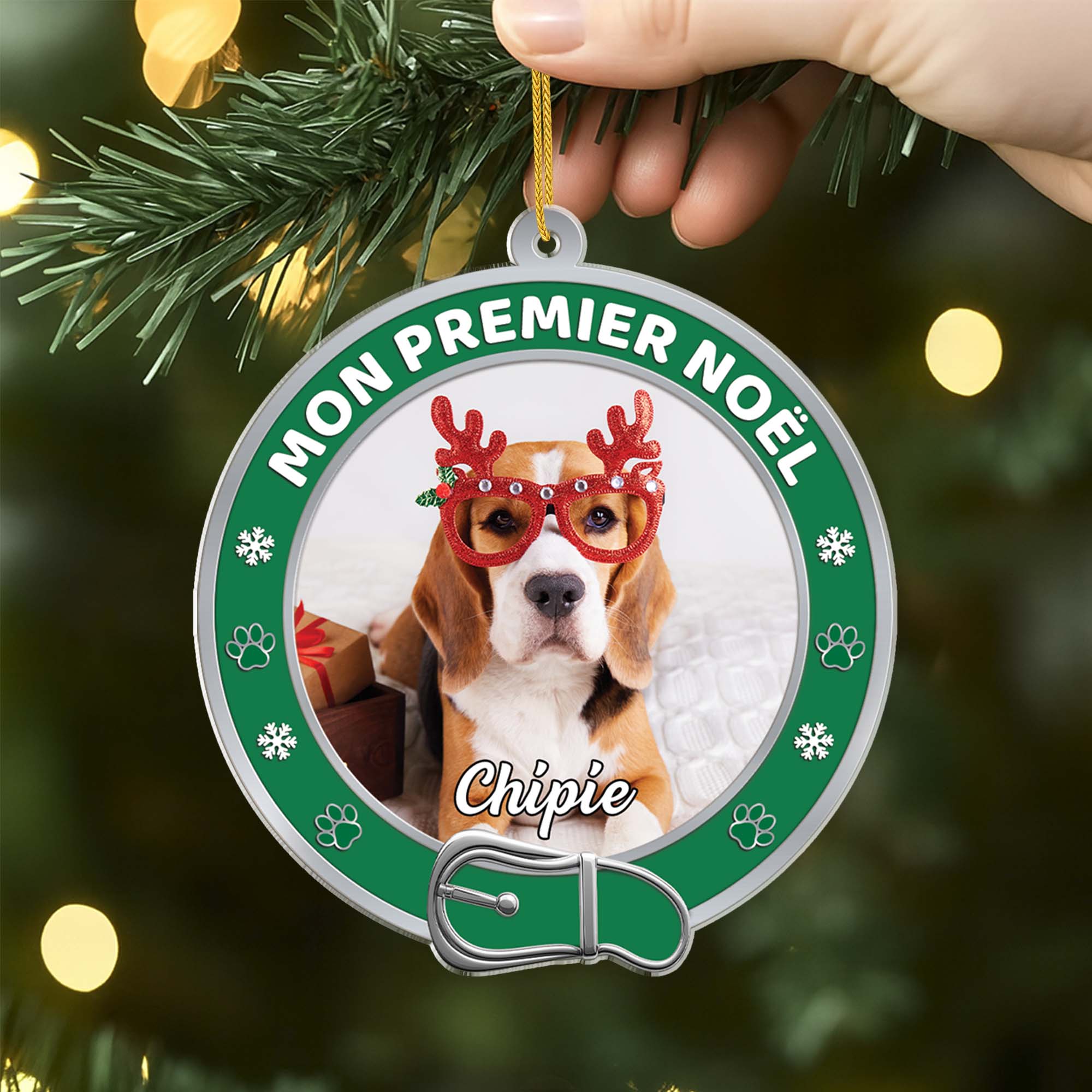 Ornement En Acrylique Personnalisé Avec Chat Et Chien Photo - Premier Noël De Chat - Image 2