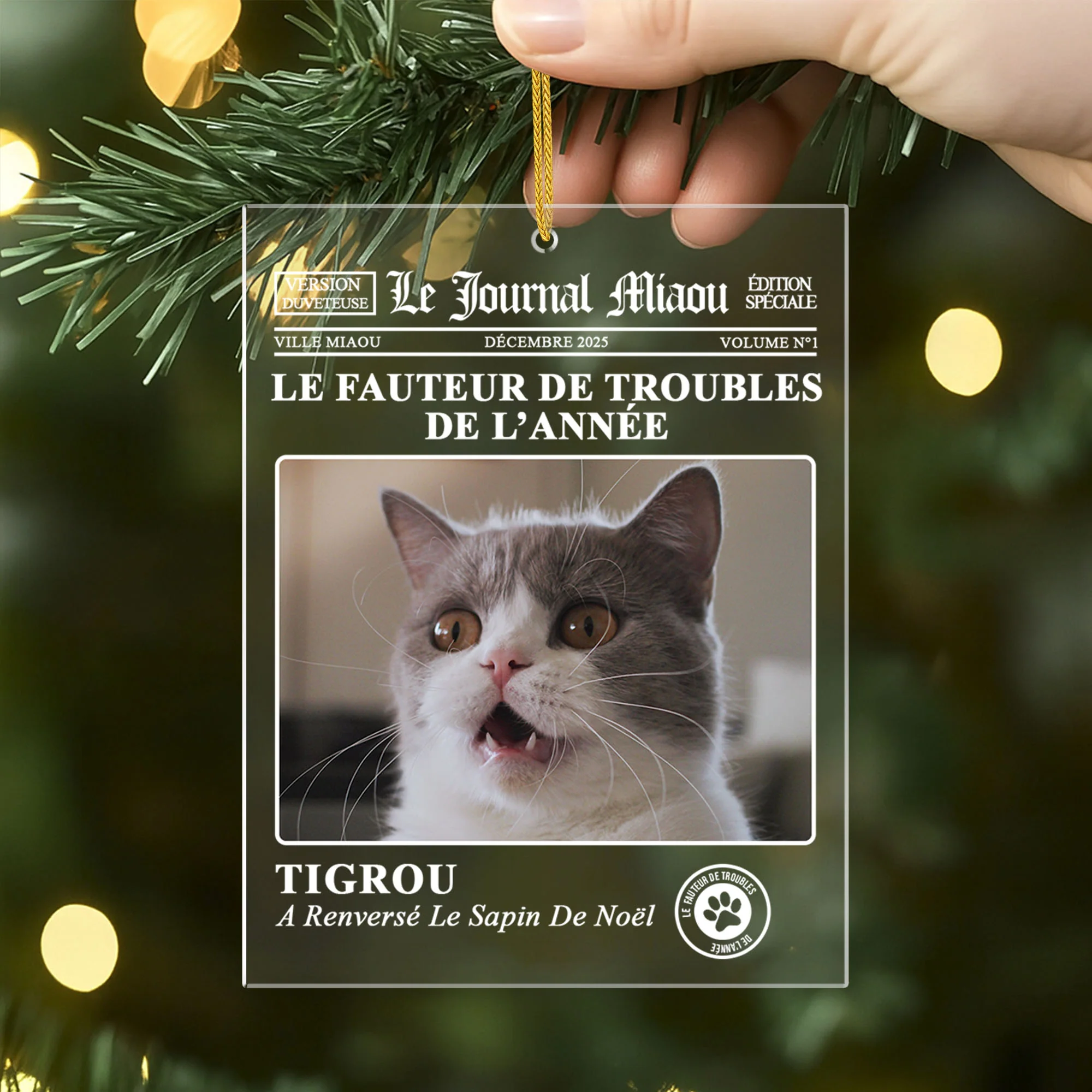 Ornement En Acrylique Personnalisé Chien Avec Photo - Le Journal Wouf - Image 2