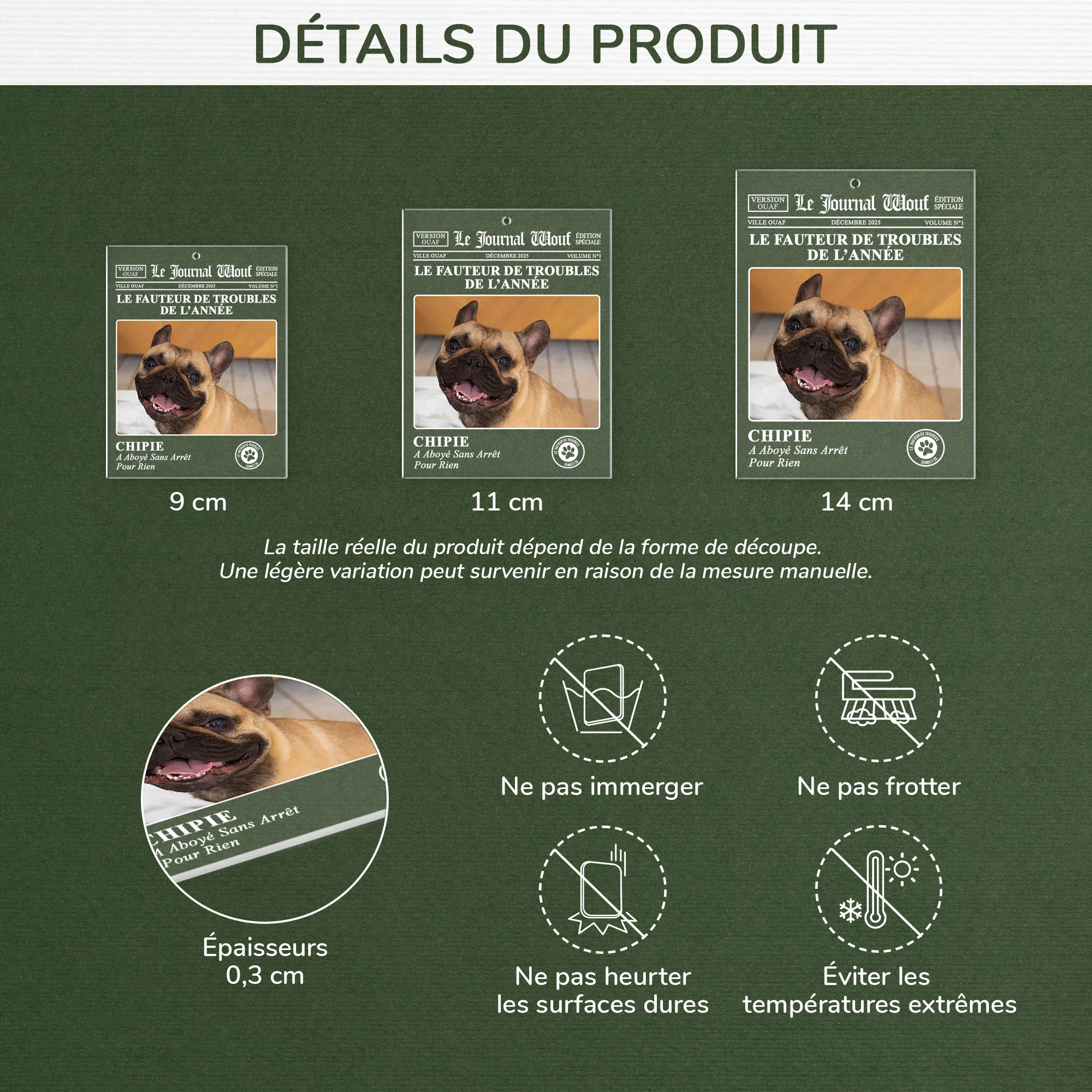 Ornement En Acrylique Personnalisé Chien Avec Photo - Le Journal Wouf - Image 3
