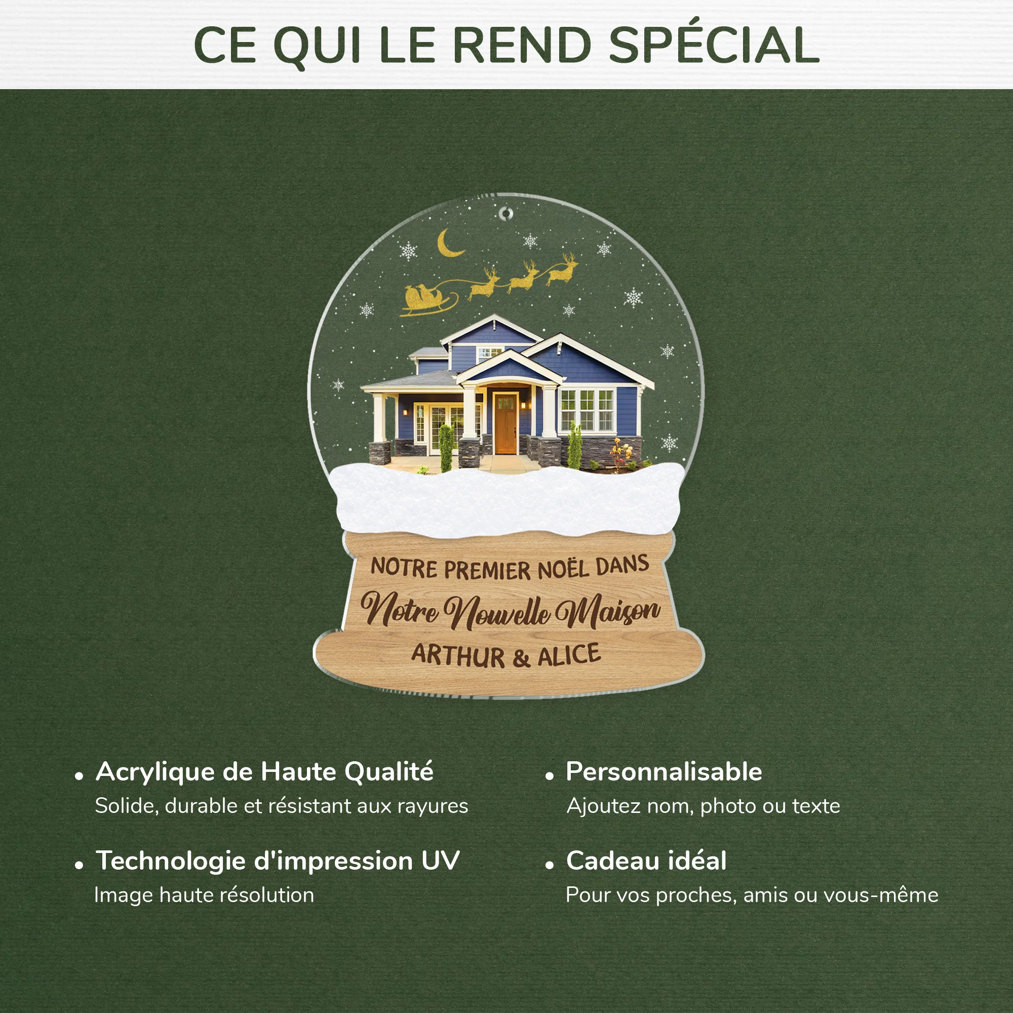 Ornement En Acrylique Personnalisé Couple Avec Photo - Premier Noël Boule À Neige - Image 4