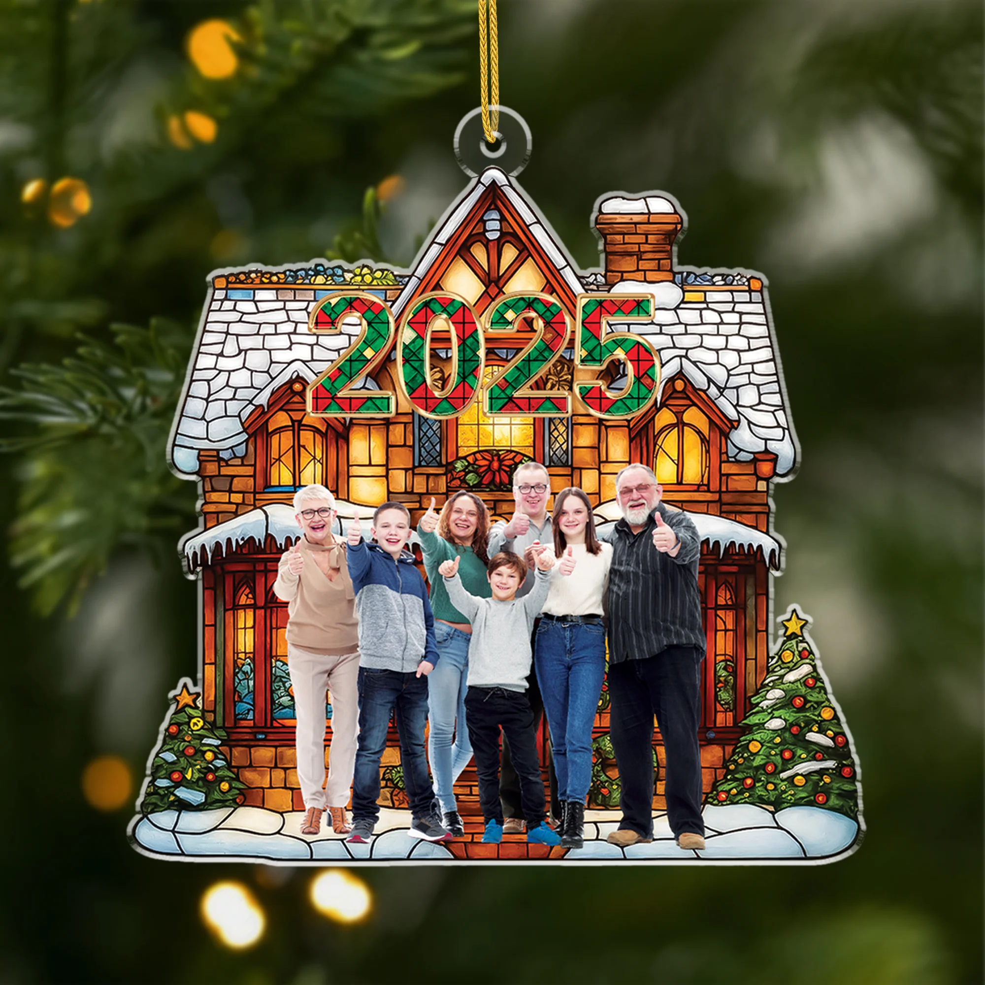 Ornement En Acrylique Personnalisé Famille Avec Photo - Notre Noël Maison