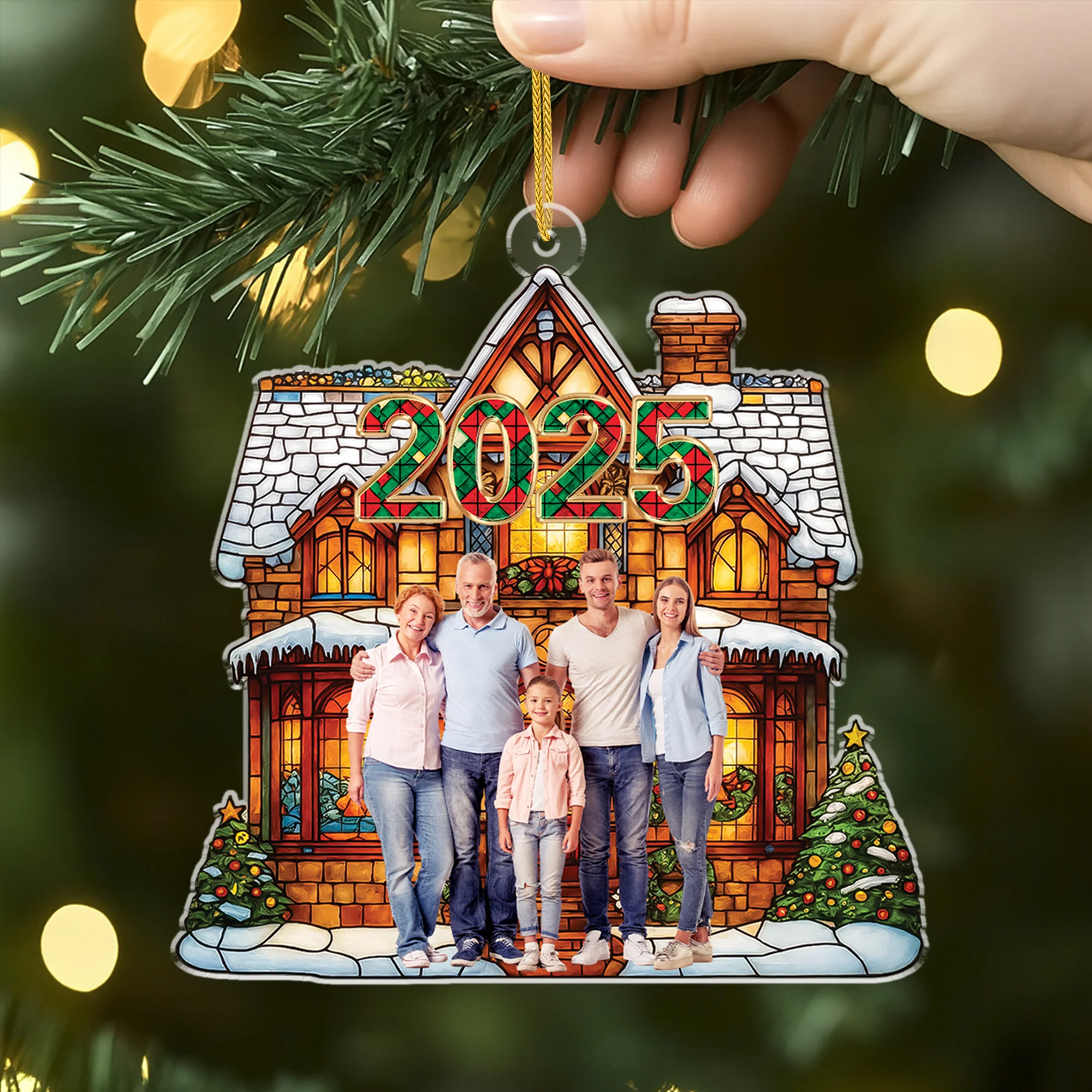 Ornement En Acrylique Personnalisé Famille Avec Photo - Notre Noël Maison - Image 2