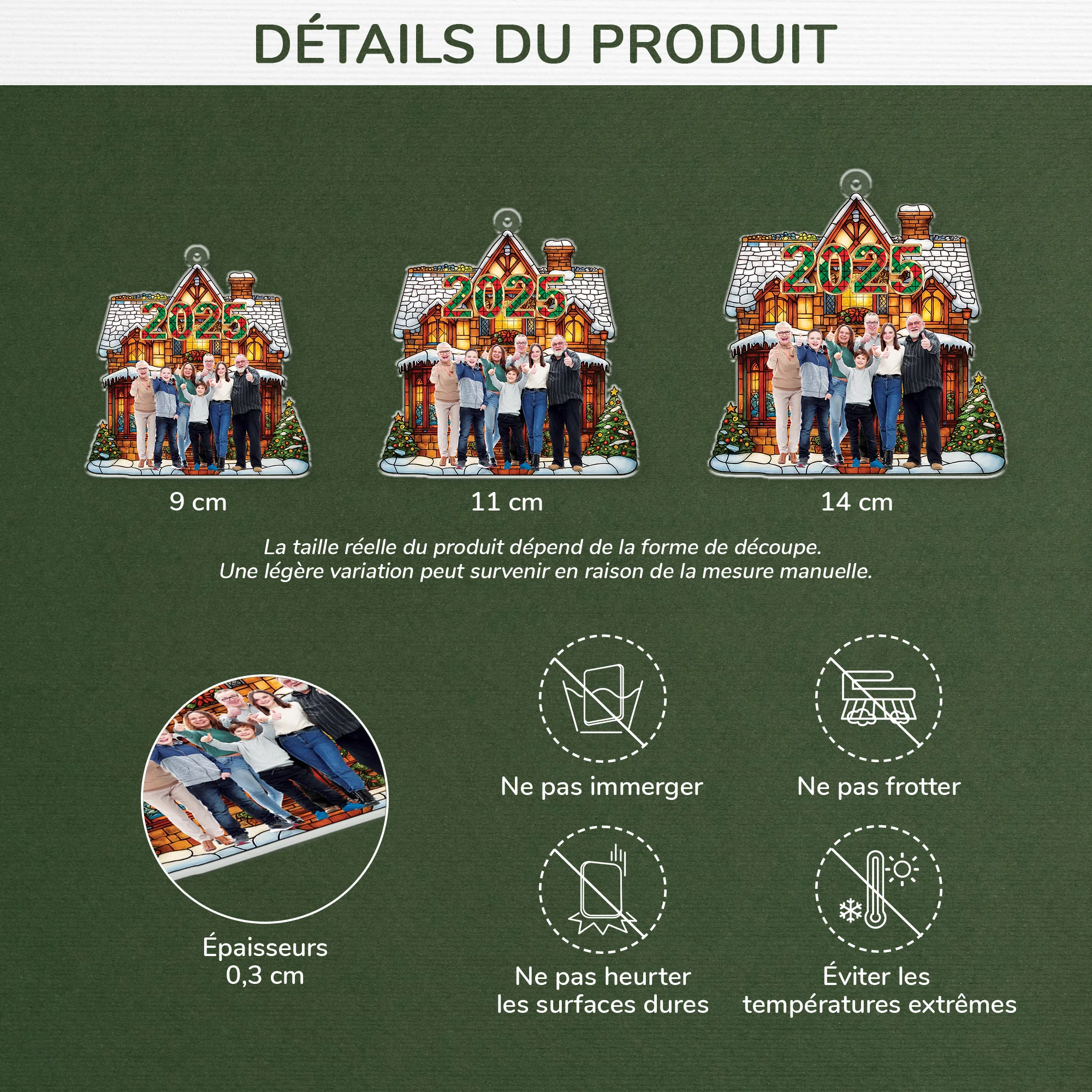 Ornement En Acrylique Personnalisé Famille Avec Photo - Notre Noël Maison - Image 3