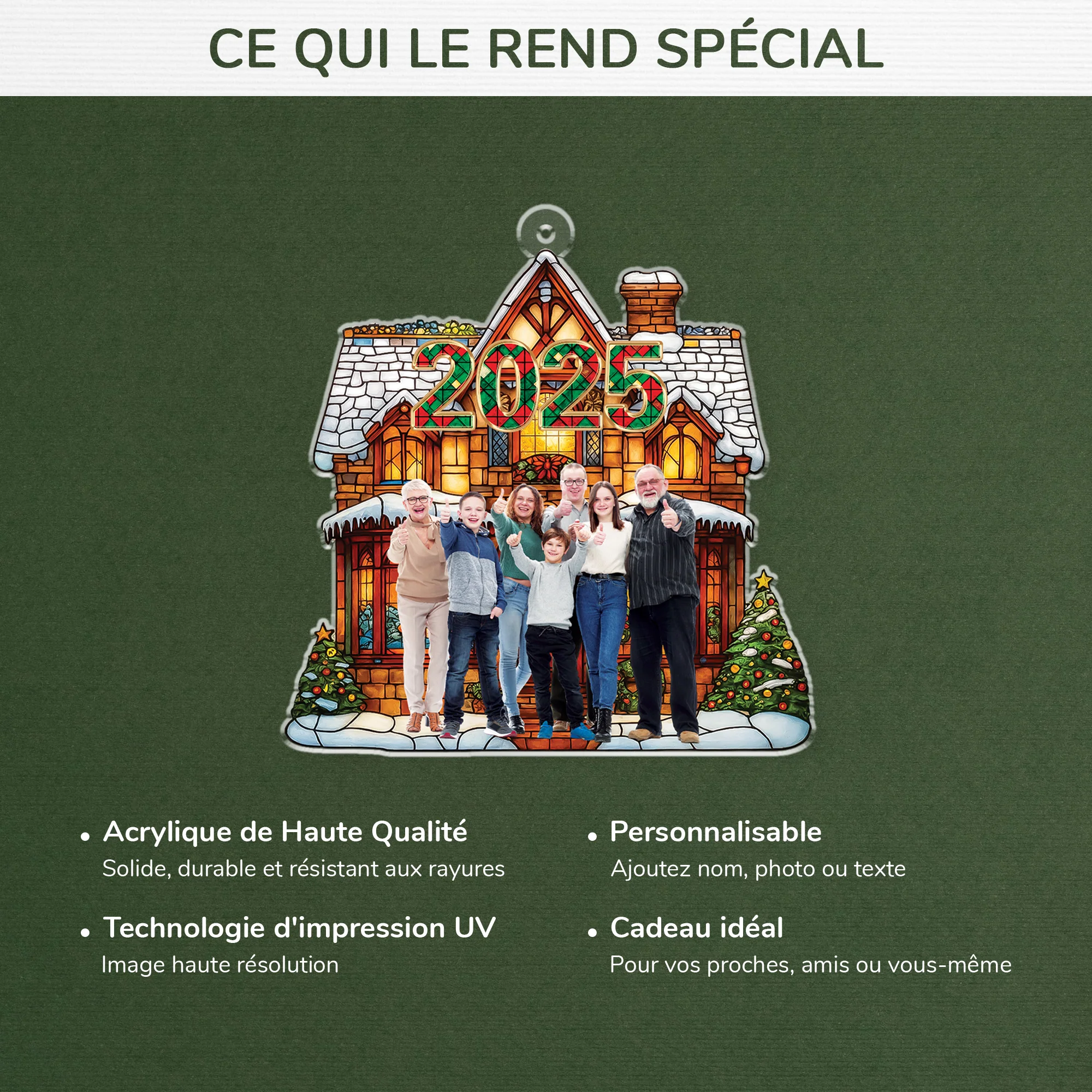 Ornement En Acrylique Personnalisé Famille Avec Photo - Notre Noël Maison - Image 4