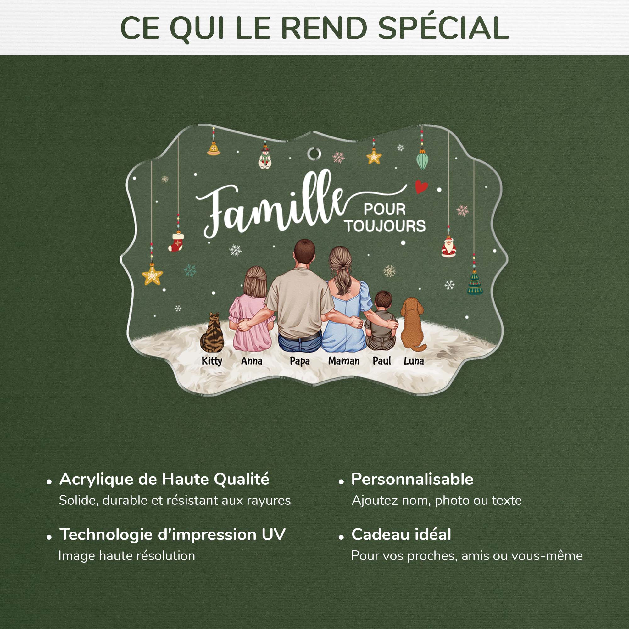 Ornement En Acrylique Personnalisé Famille - Notre Famille Pour Toujours - Image 4
