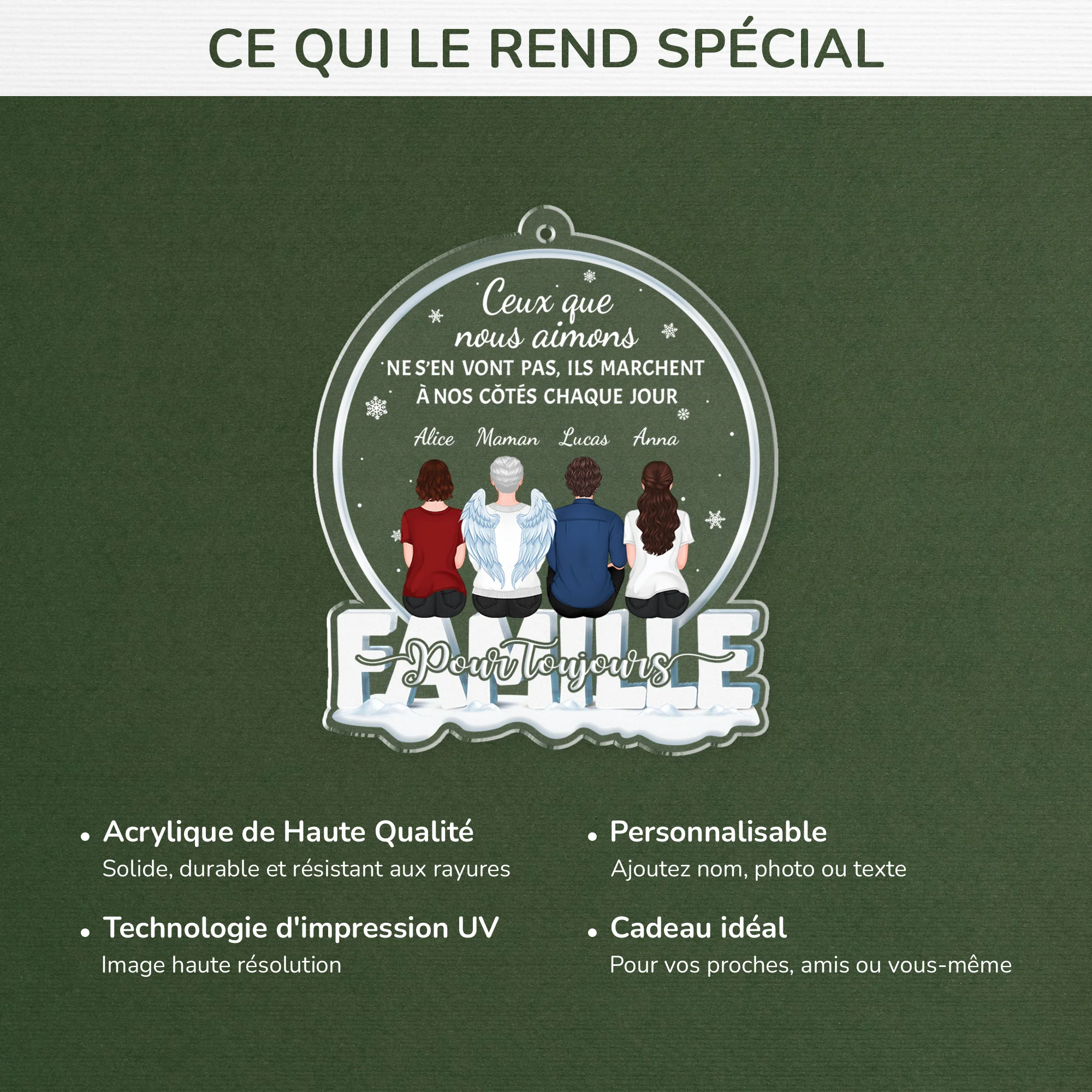 Ornement En Acrylique Personnalisé Famille Pour Maman Commémoratif - Ceux Que L'on Aime Sont Toujour Là - Image 4