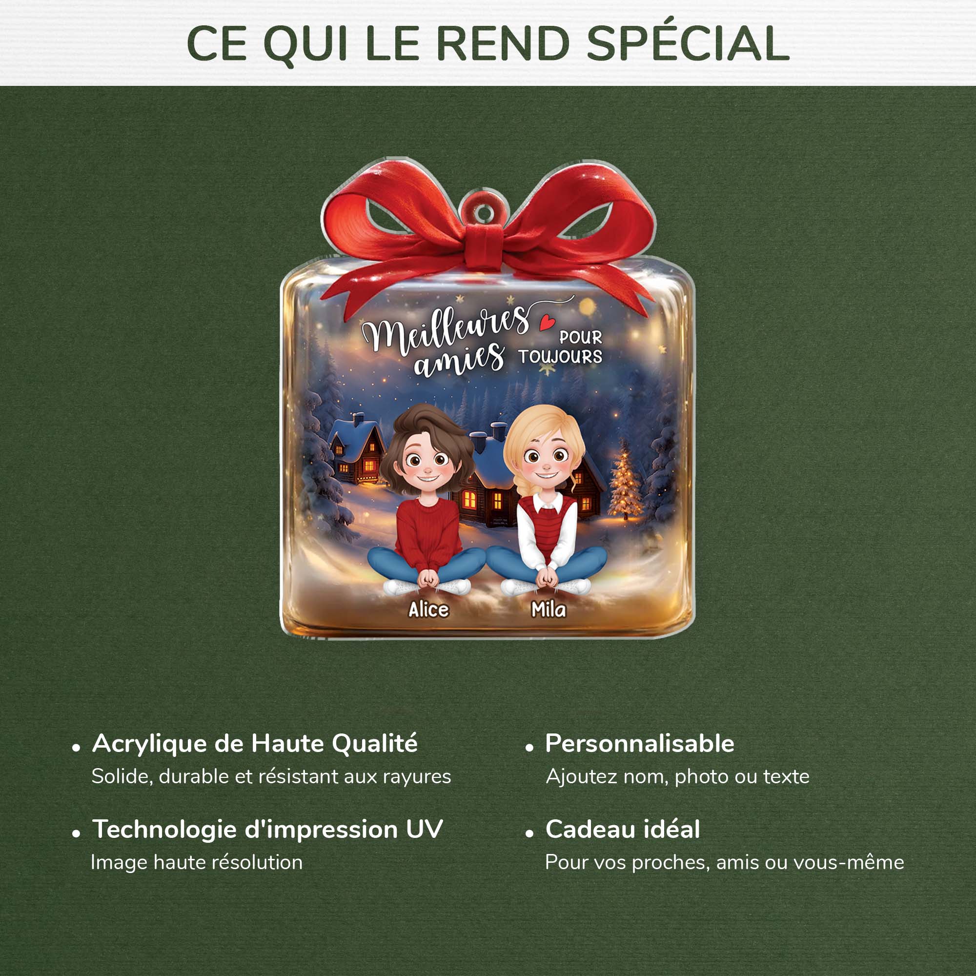 Ornement En Acrylique Personnalisé Femme - Meilleures Amies Pour Toujours - Image 4