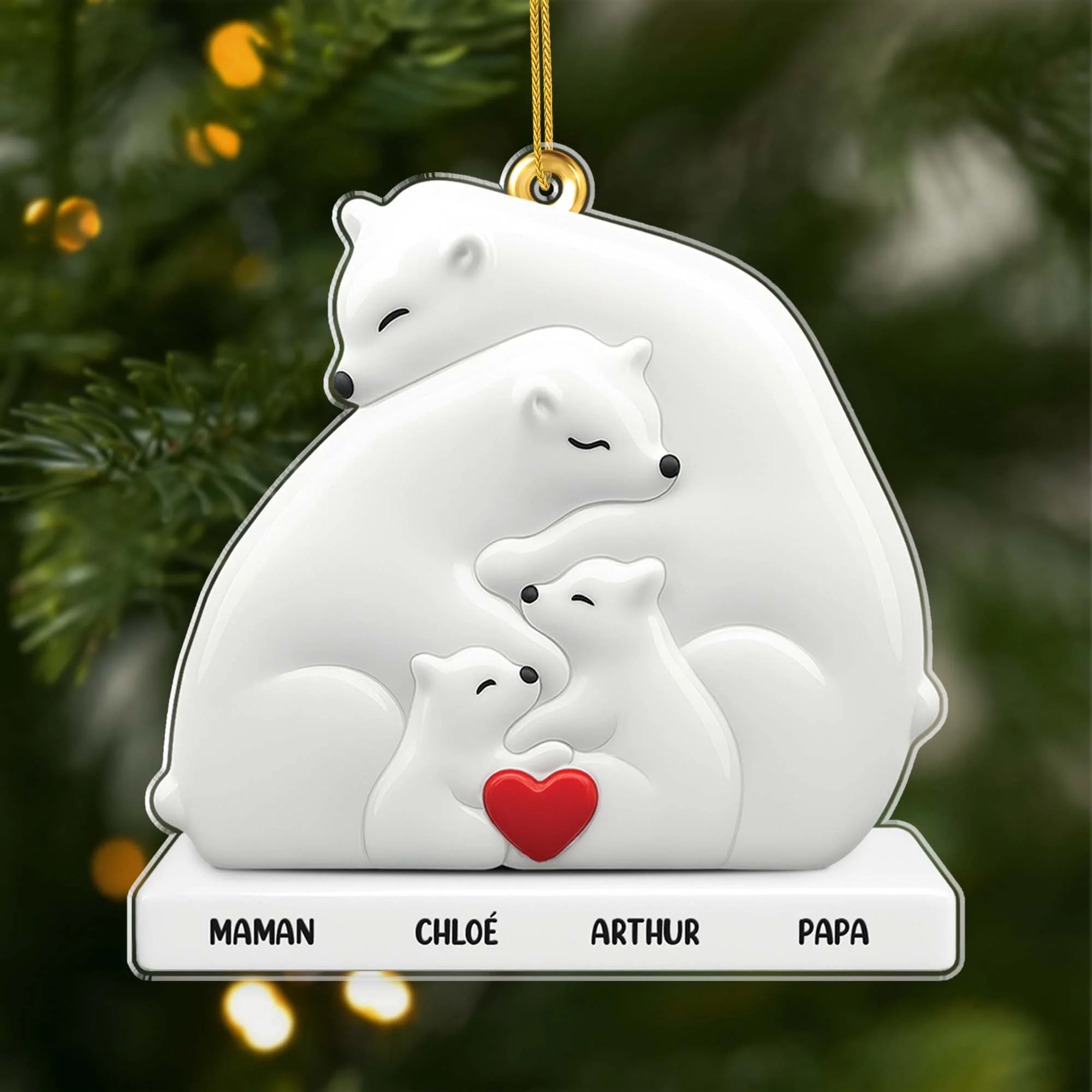 Ornement En Acrylique Personnalisé Pour Famille - Famille Ours