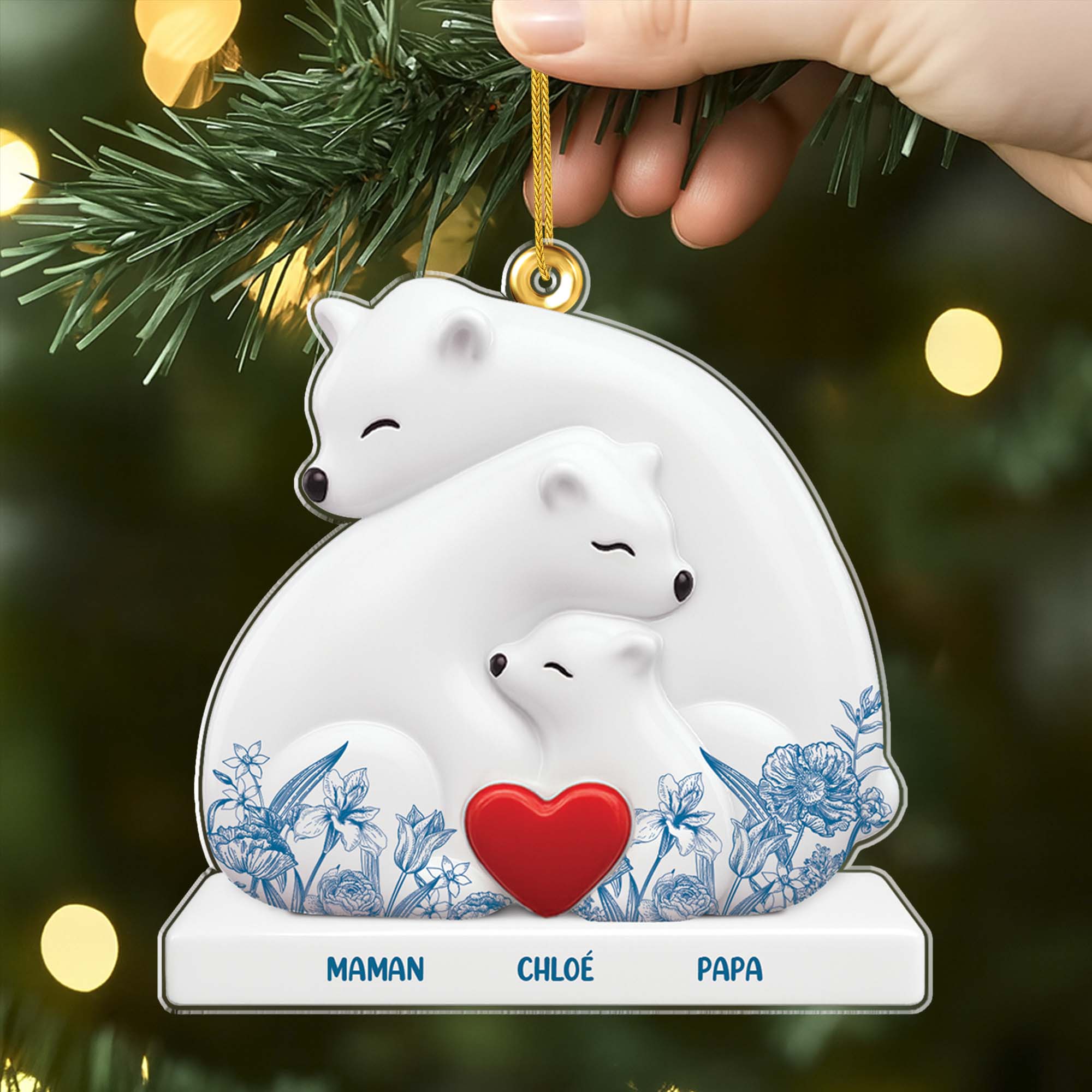 Ornement En Acrylique Personnalisé Pour Famille - Famille Ours - Image 2