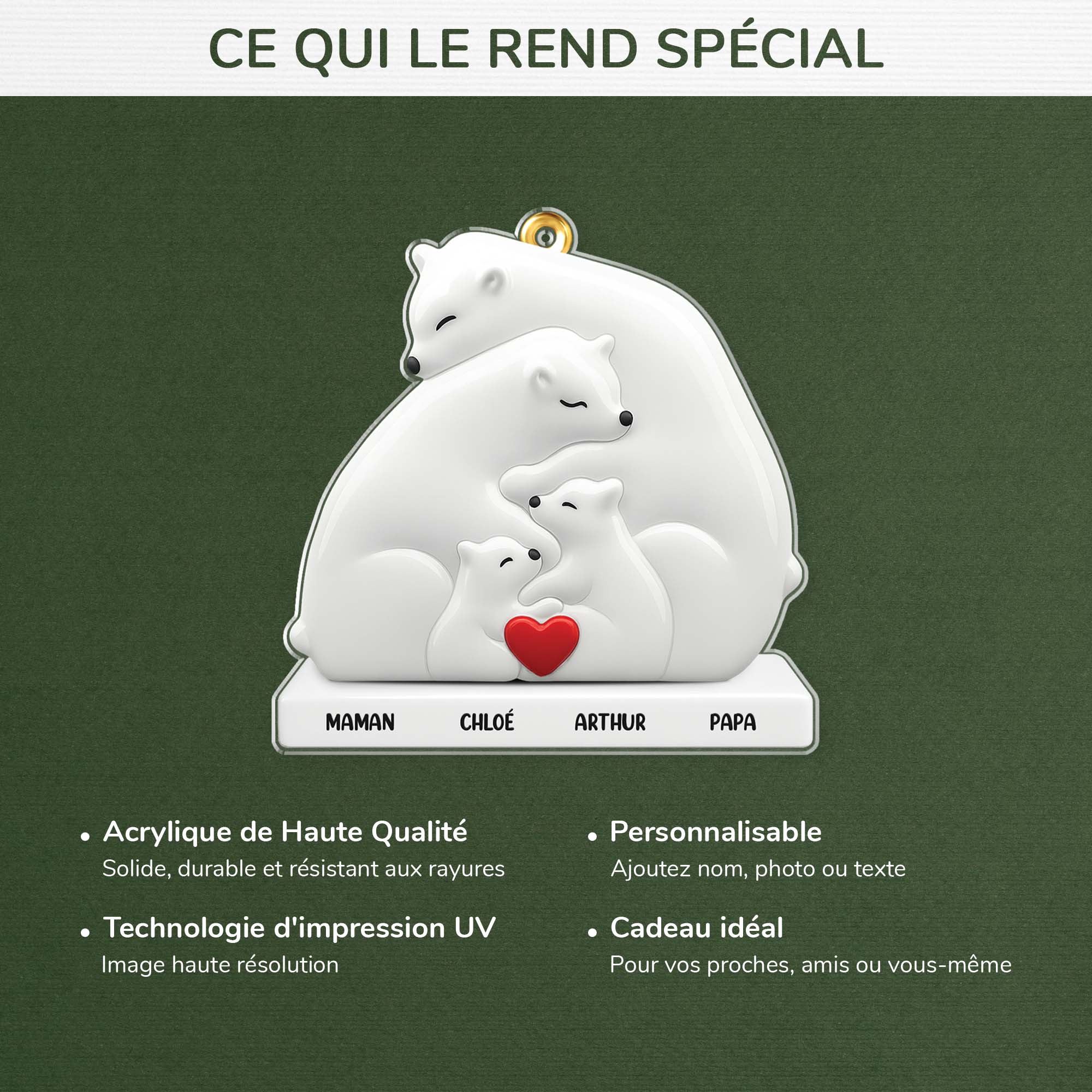 Ornement En Acrylique Personnalisé Pour Famille - Famille Ours - Image 4
