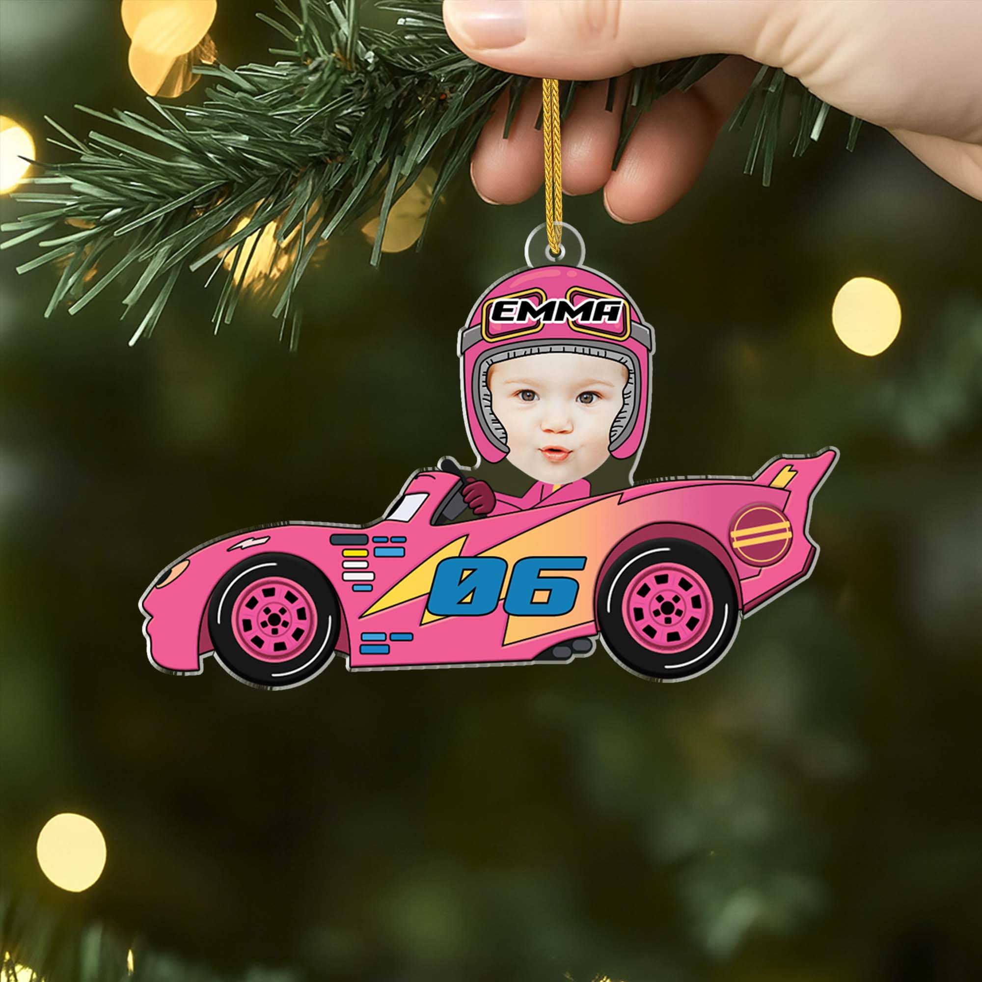 Ornement En Acrylique Personnalisé Voiture De Sport Avec Photo - Enfant Futur Pilote - Image 2