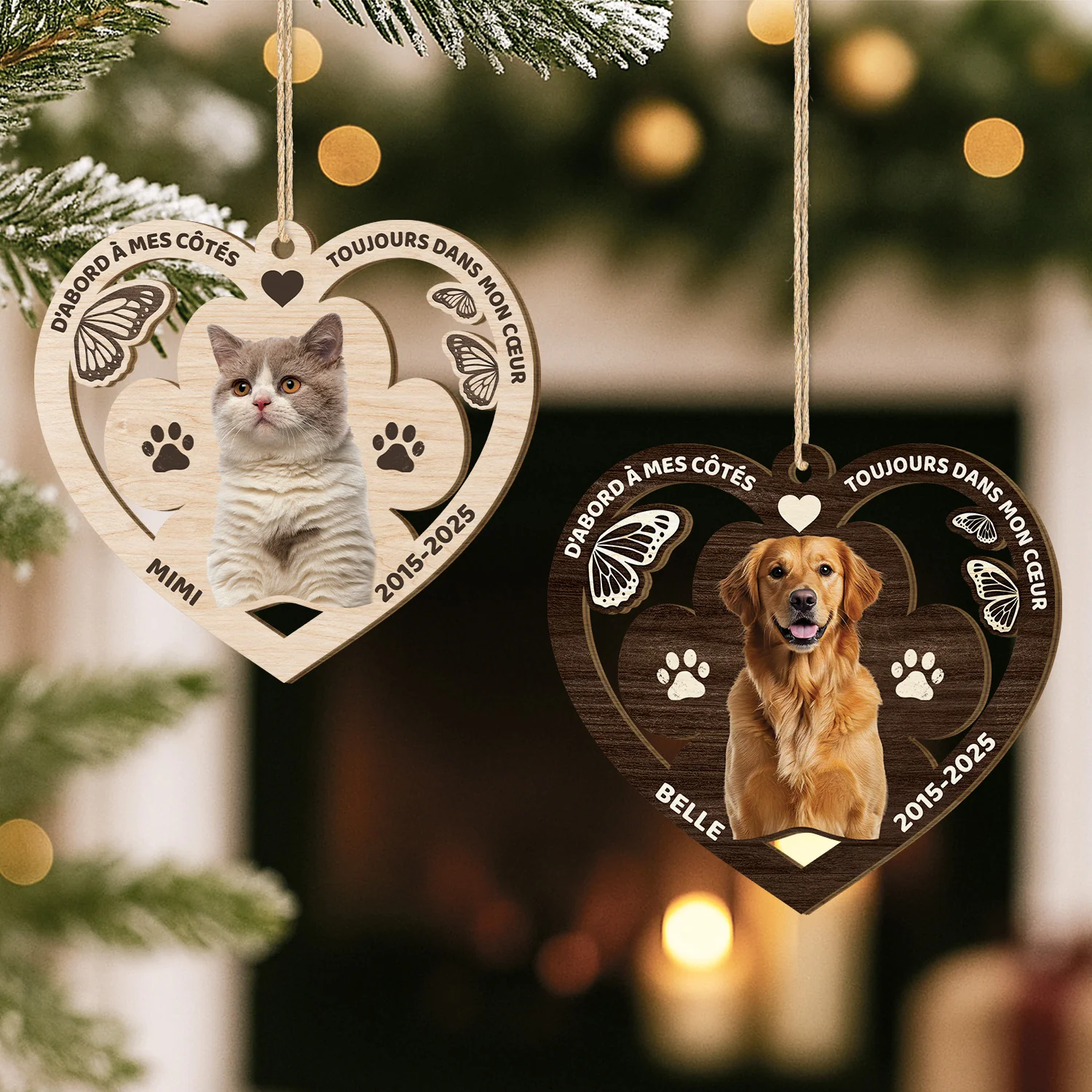 Ornement En Bois À 1 Couche Personnalisé Chat - Toujours Dans Mon Cœur - Image 2
