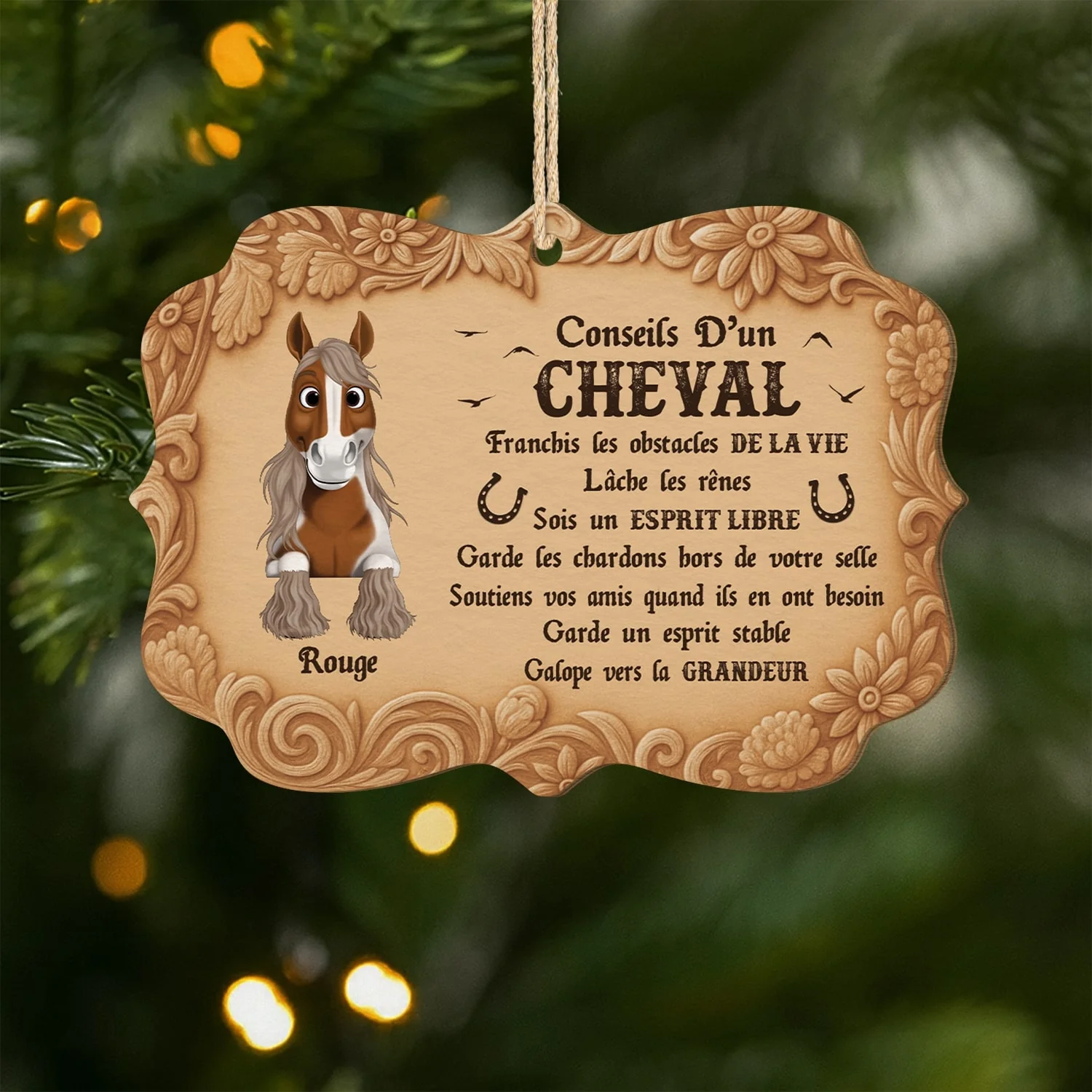 Ornement En Bois À 1 Couche Personnalisé - Conseils D'un Cheval
