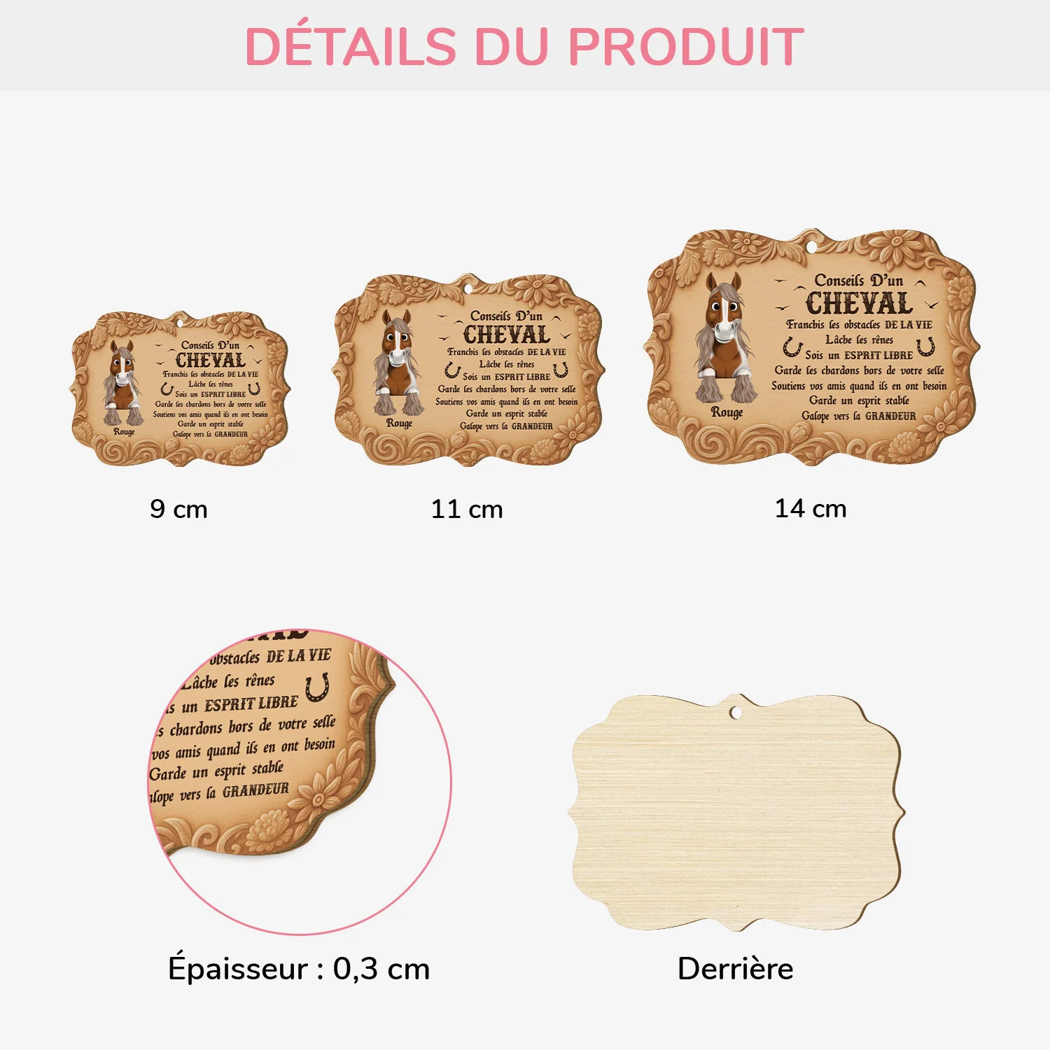 Ornement En Bois À 1 Couche Personnalisé - Conseils D'un Cheval - Image 3