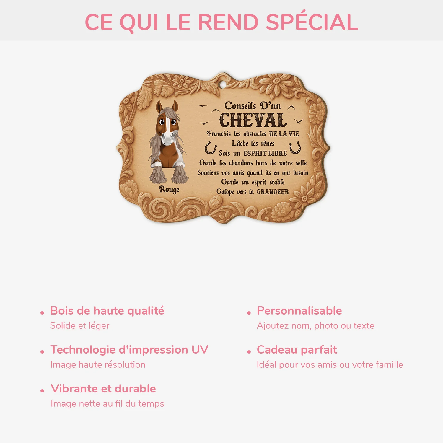 Ornement En Bois À 1 Couche Personnalisé - Conseils D'un Cheval - Image 4