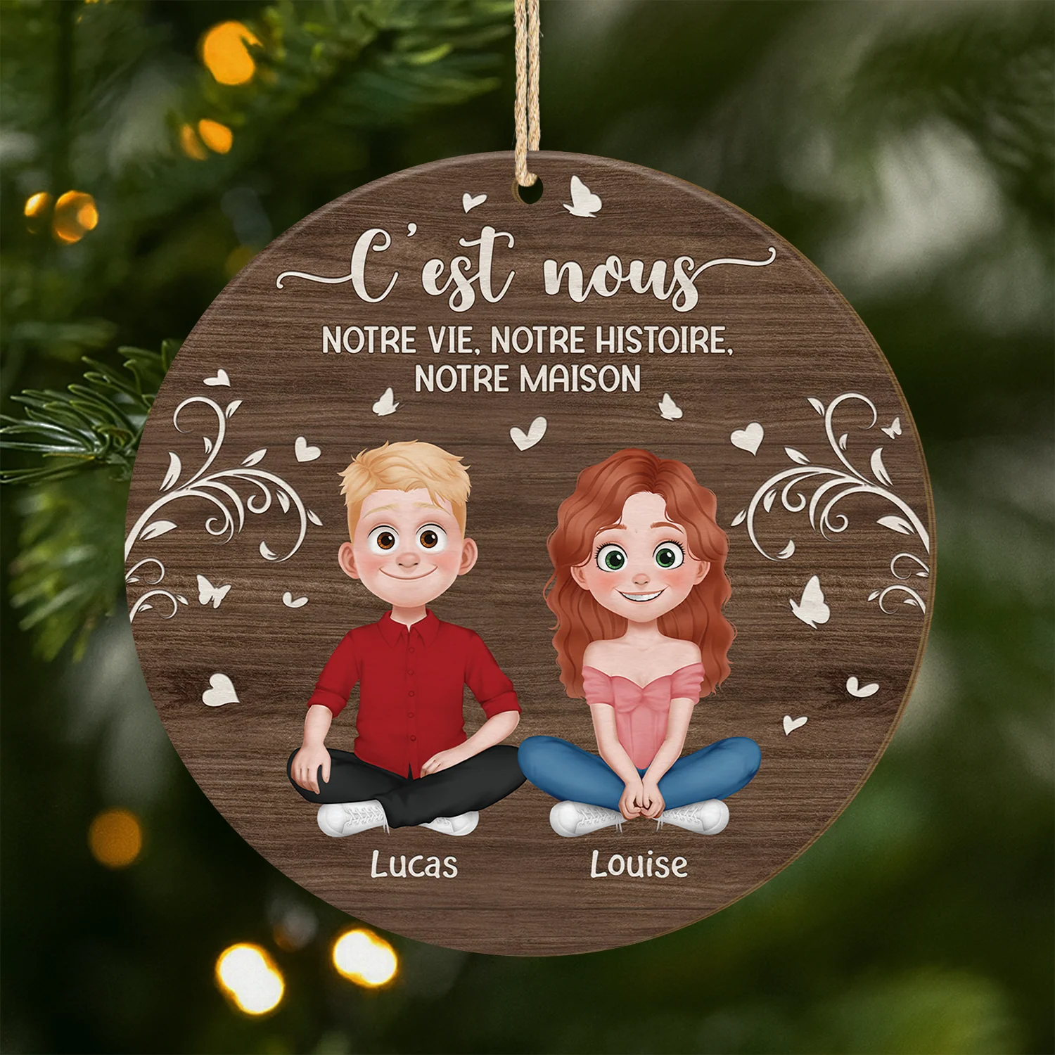 Ornement En Bois À 1 Couche Personnalisé Couple - C'est Nous