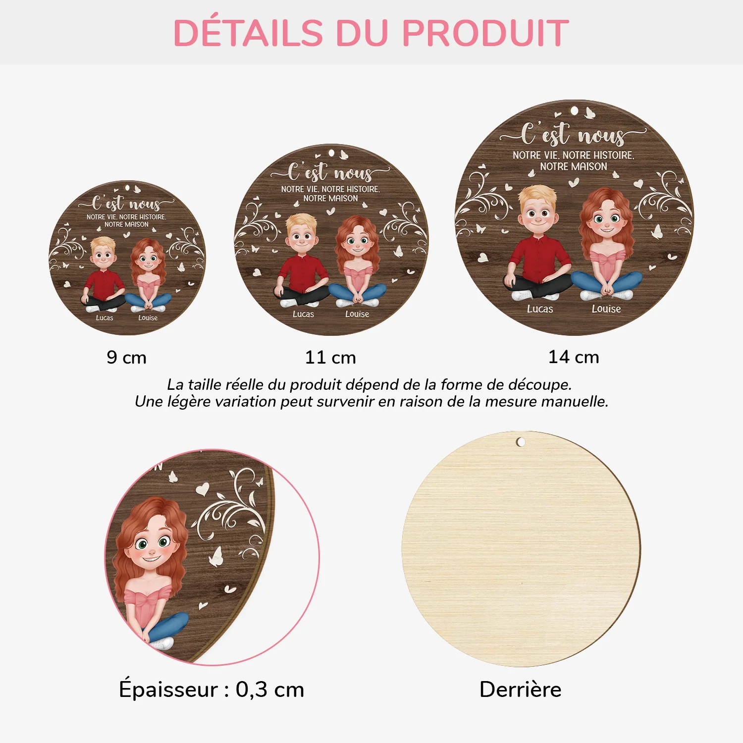 Ornement En Bois À 1 Couche Personnalisé Couple - C'est Nous - Image 3