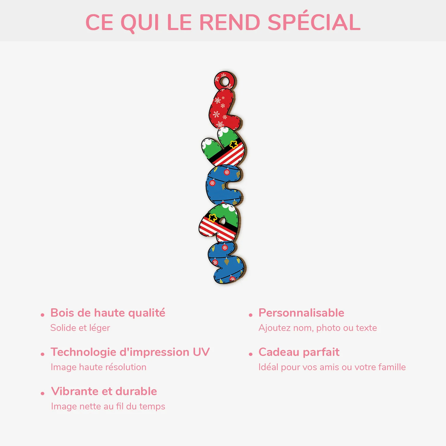 Ornement En Bois À 1 Couche Personnalisé Femme/Homme - Décoration De Noël Prénom Avec Lettre - Image 3