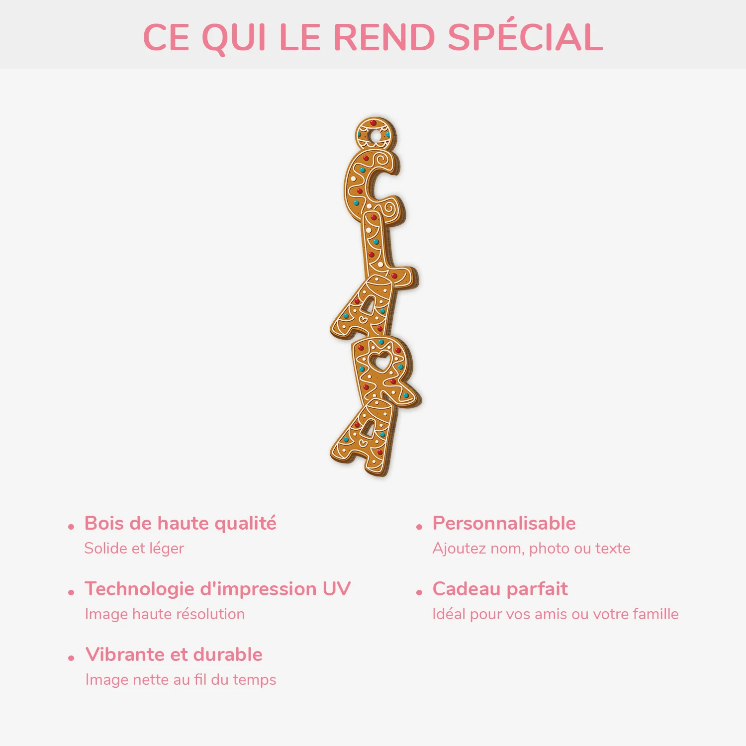 Ornement En Bois À 1 Couche Personnalisé Femme/Homme - Décoration Noël Avec Lettre - Image 3