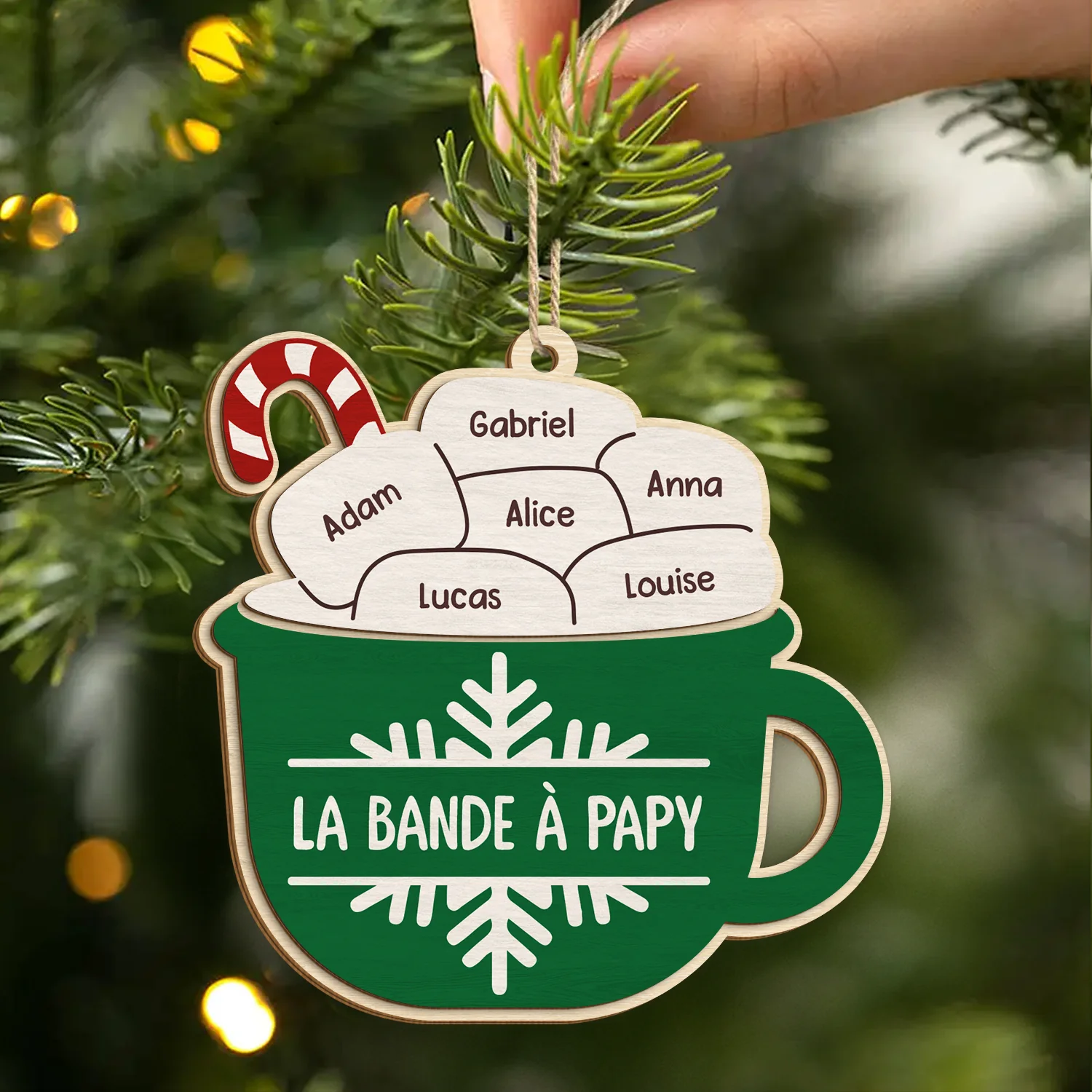 Ornement En Bois À 1 Couche Personnalisé - La Bande À Papa Version Chocolat Chaud - Image 2