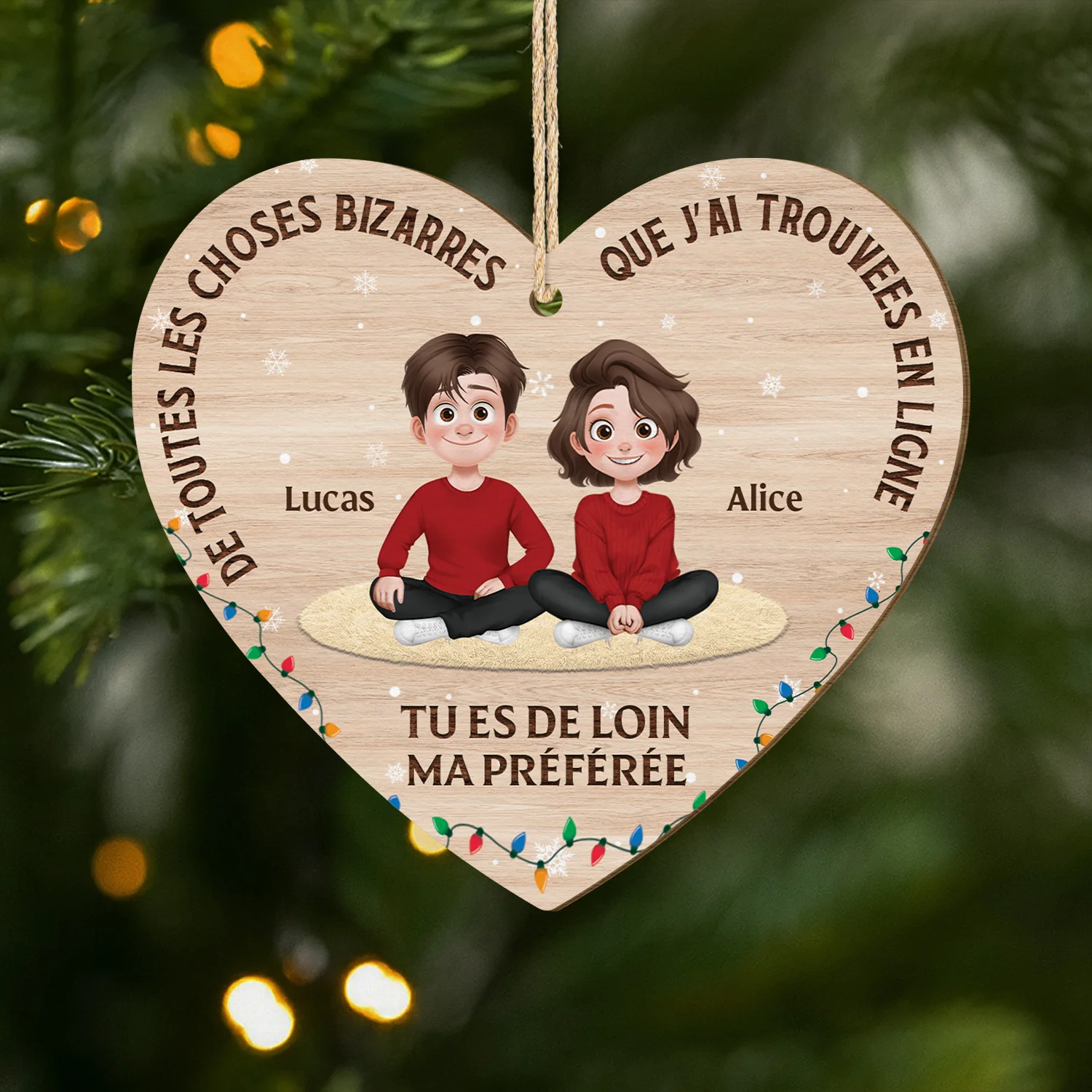 Ornement En Bois À 1 Couche Personnalisé Noël Pour Couple Photo - Tu Es De Loin Ma Préférée