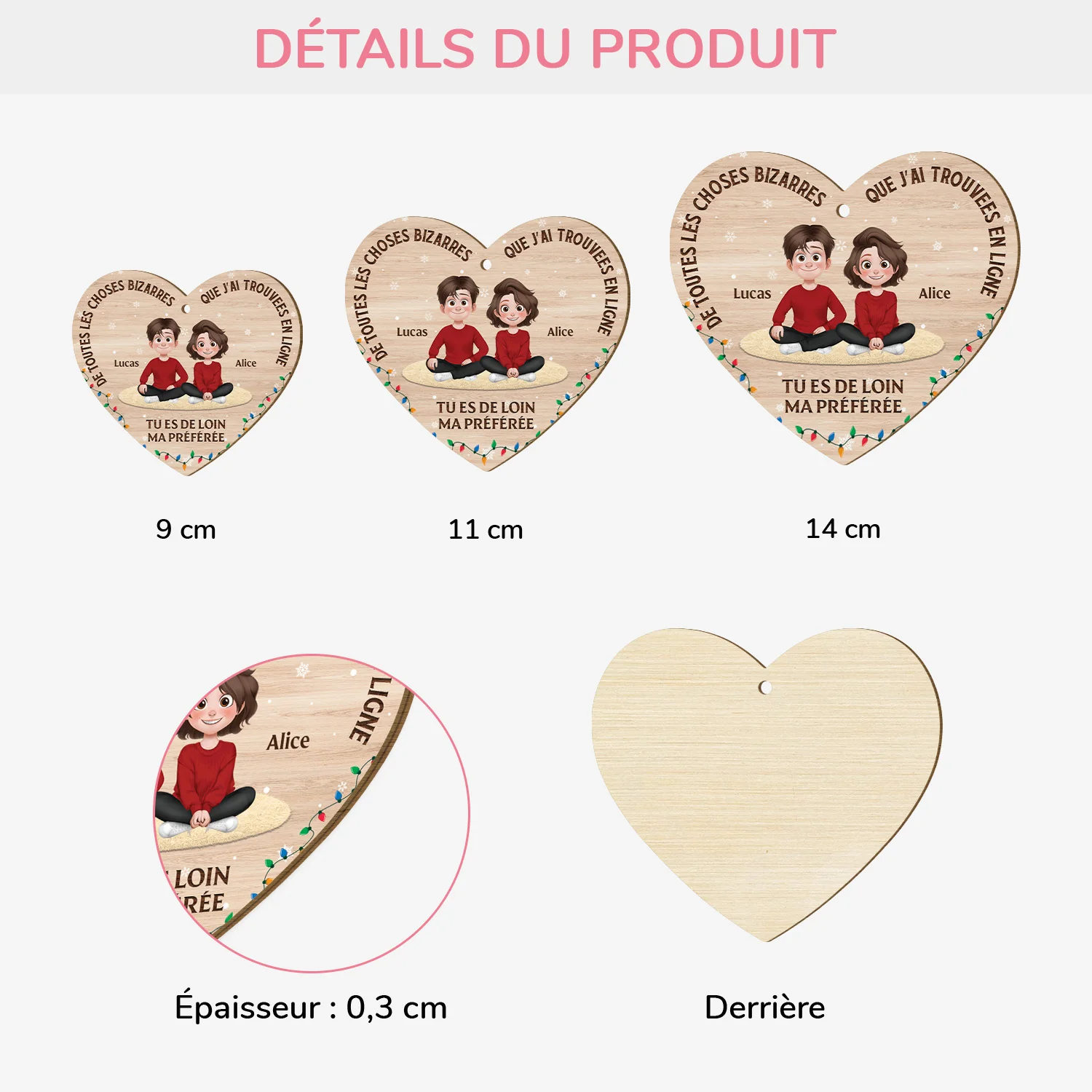 Ornement En Bois À 1 Couche Personnalisé Noël Pour Couple Photo - Tu Es De Loin Ma Préférée - Image 3