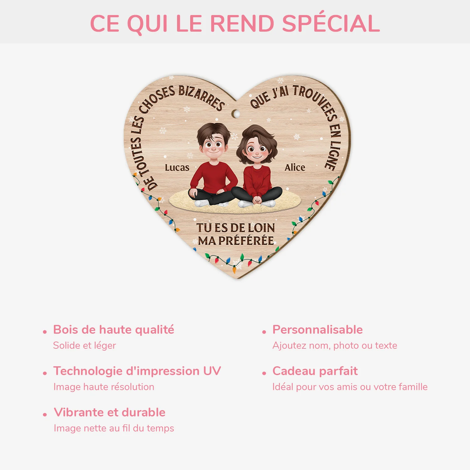 Ornement En Bois À 1 Couche Personnalisé Noël Pour Couple Photo - Tu Es De Loin Ma Préférée - Image 4